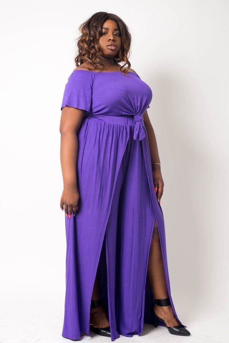 Plus Size Crop Top Pant Set - DaTrendStore.Com