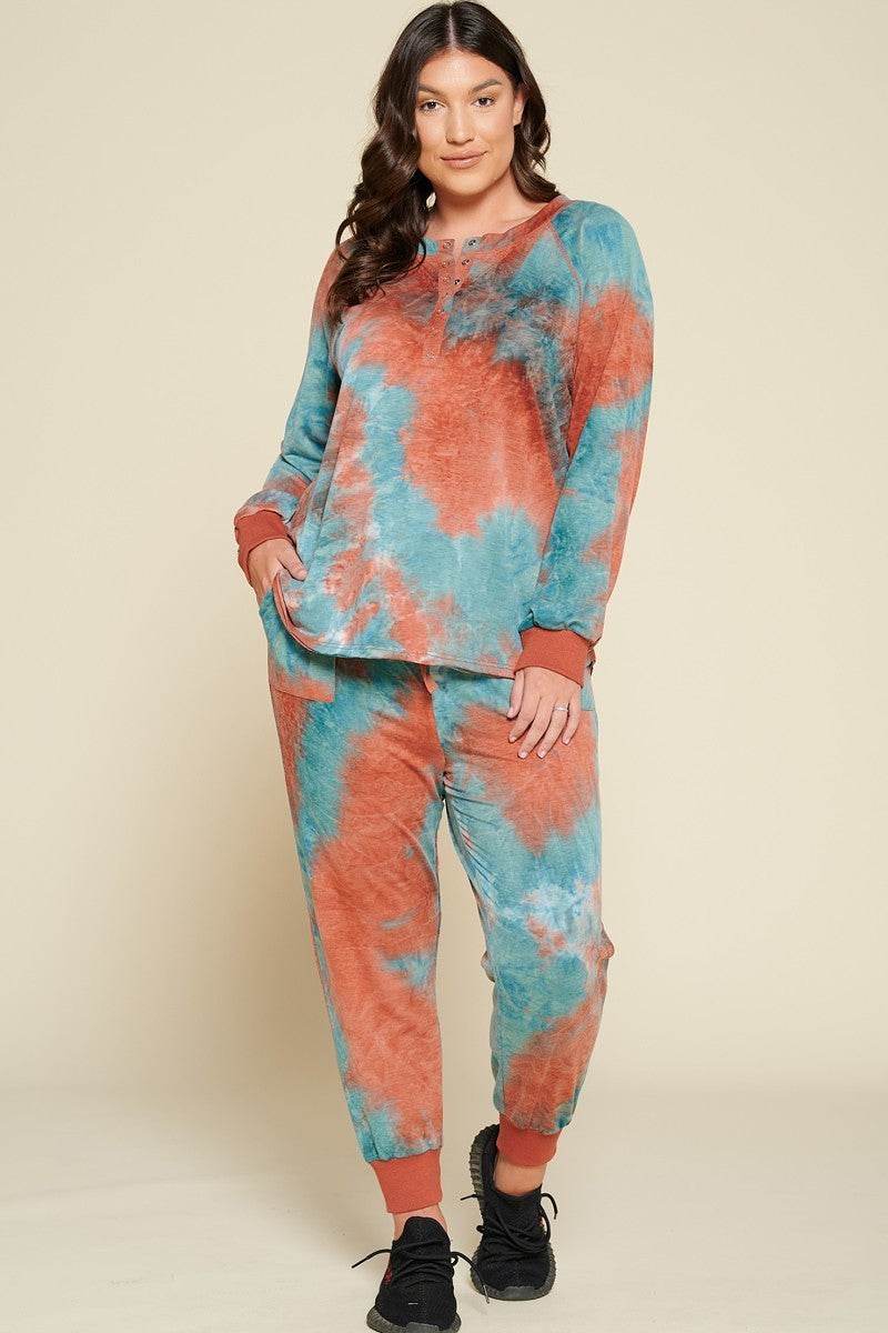 Tie-dye Printed French Terry Knit Loungewear Sets - DaTrendStore.Com