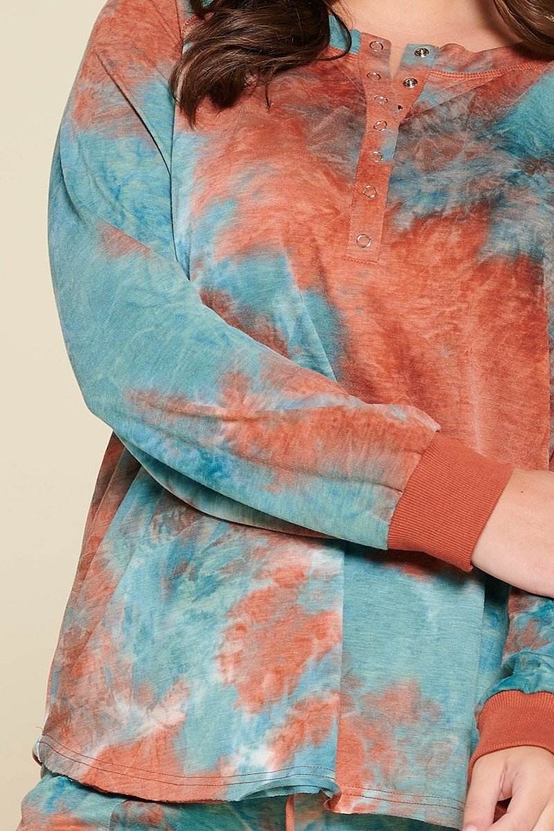 Tie-dye Printed French Terry Knit Loungewear Sets - DaTrendStore.Com