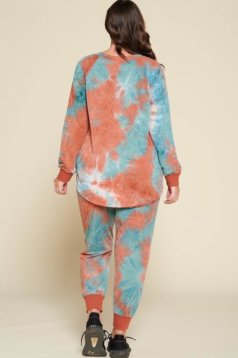 Tie-dye Printed French Terry Knit Loungewear Sets - DaTrendStore.Com