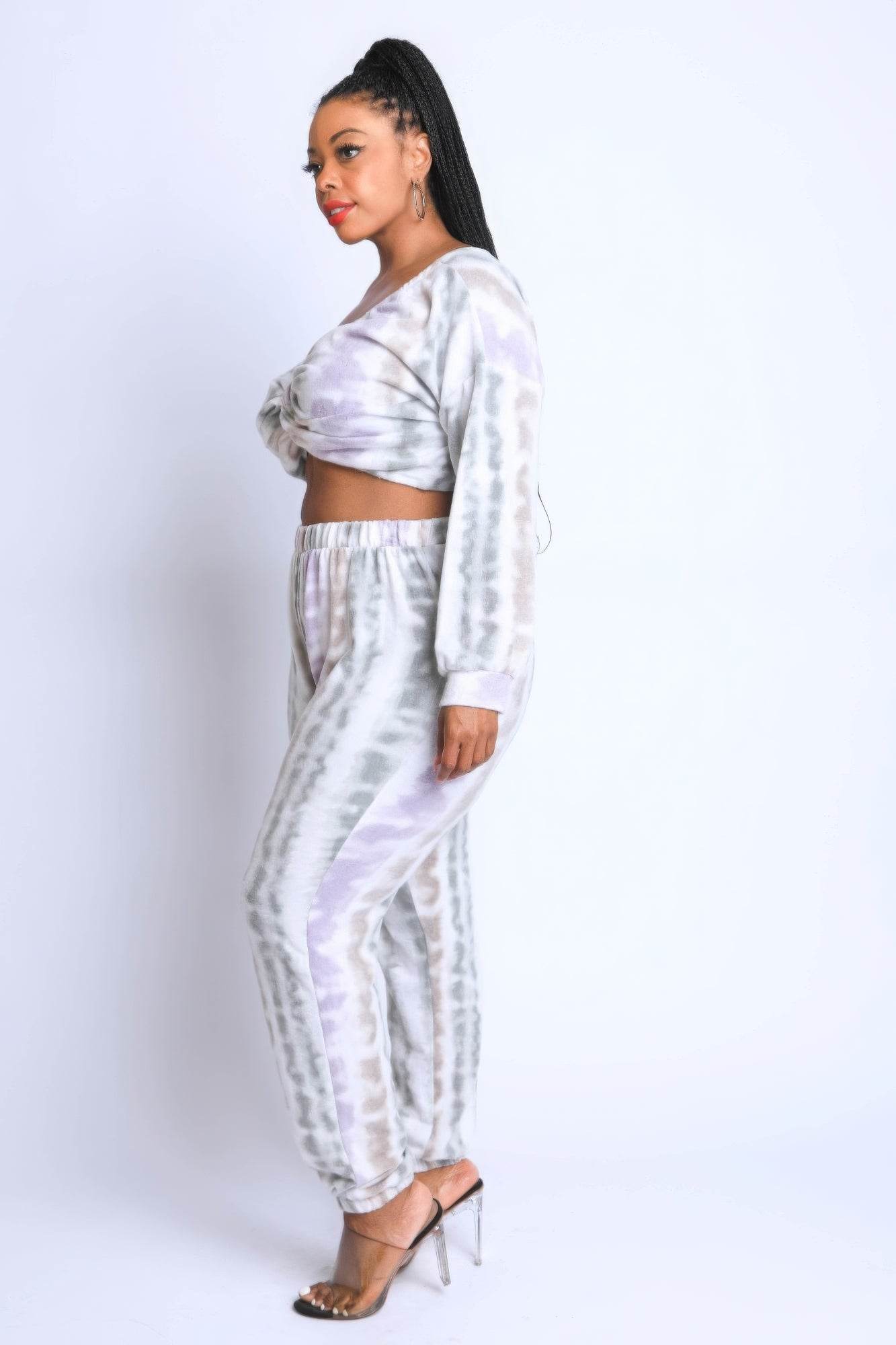 Tie Die Off Shoulder Set - DaTrendStore.Com