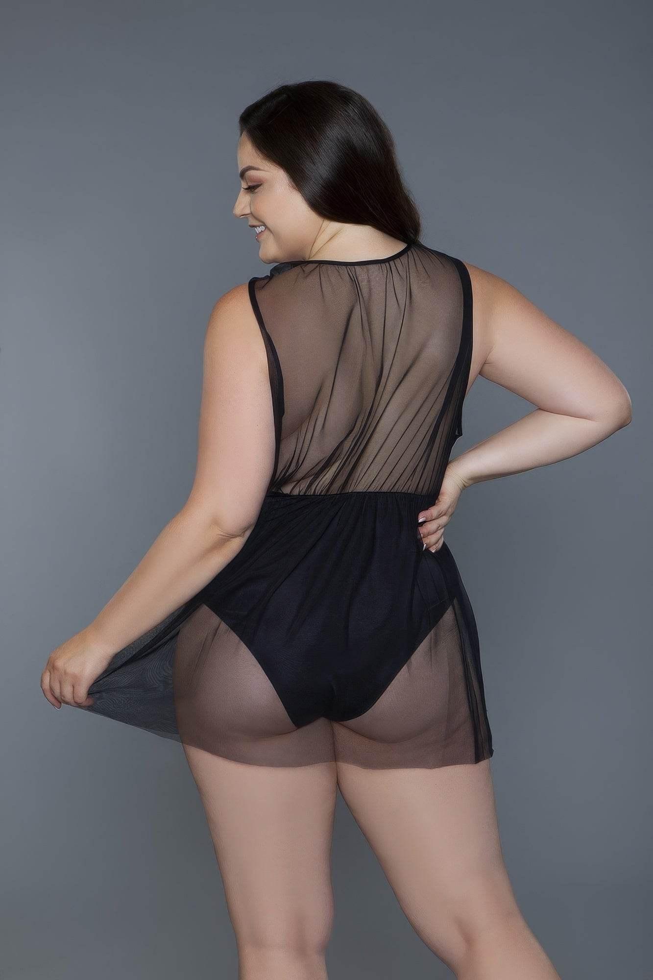 1 Pc Deep V-neck Mesh Babydoll - DaTrendStore.Com