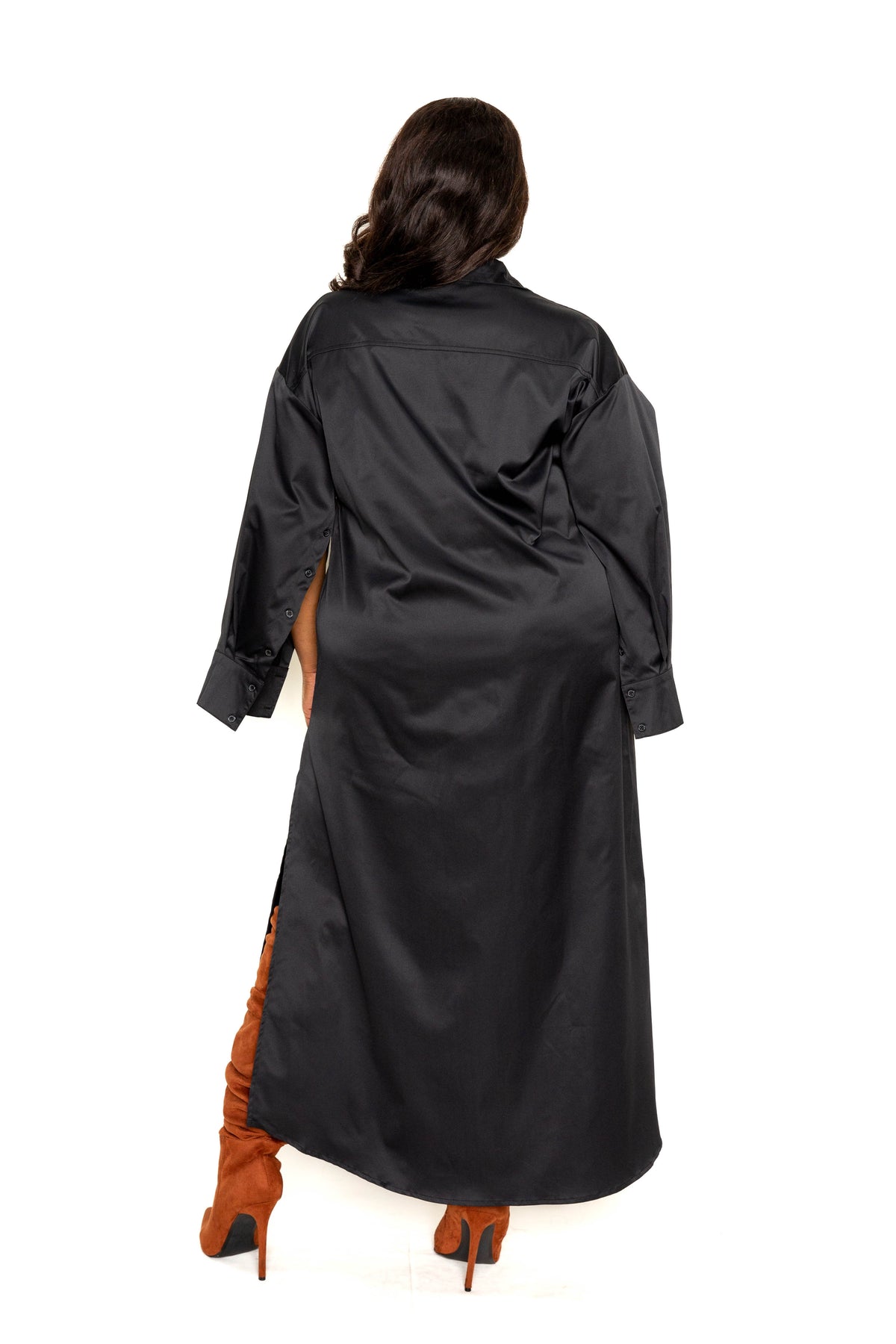 Black Cape Sleeve Shirt Dress