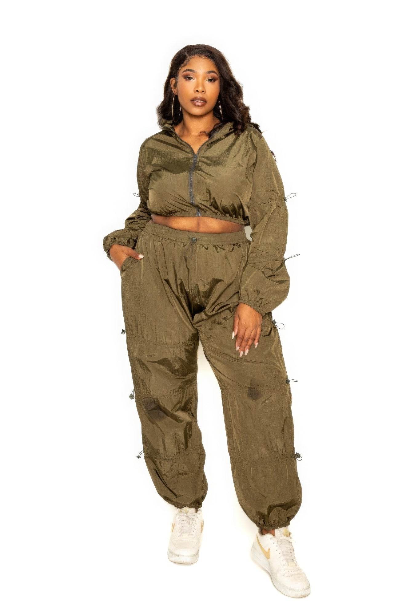 Active Zip Up Set With Cord Lock Detail - DaTrendStore.Com