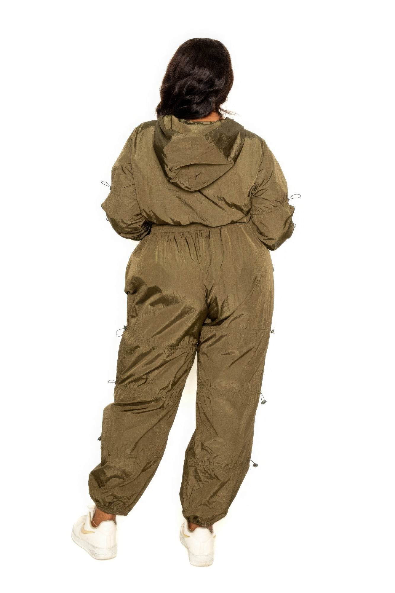 Active Zip Up Set With Cord Lock Detail - DaTrendStore.Com