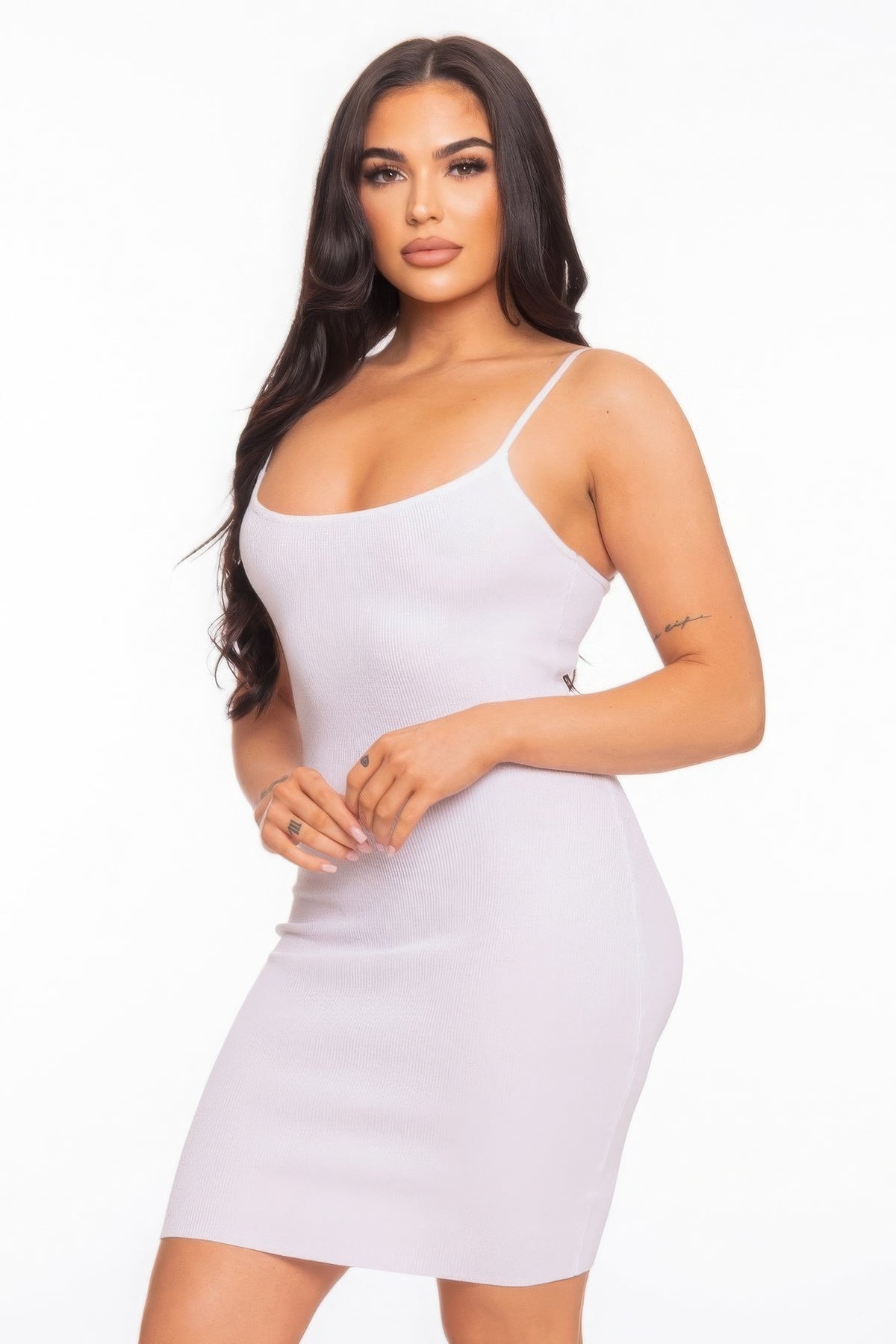 White Cami Open Back Mini Dress
