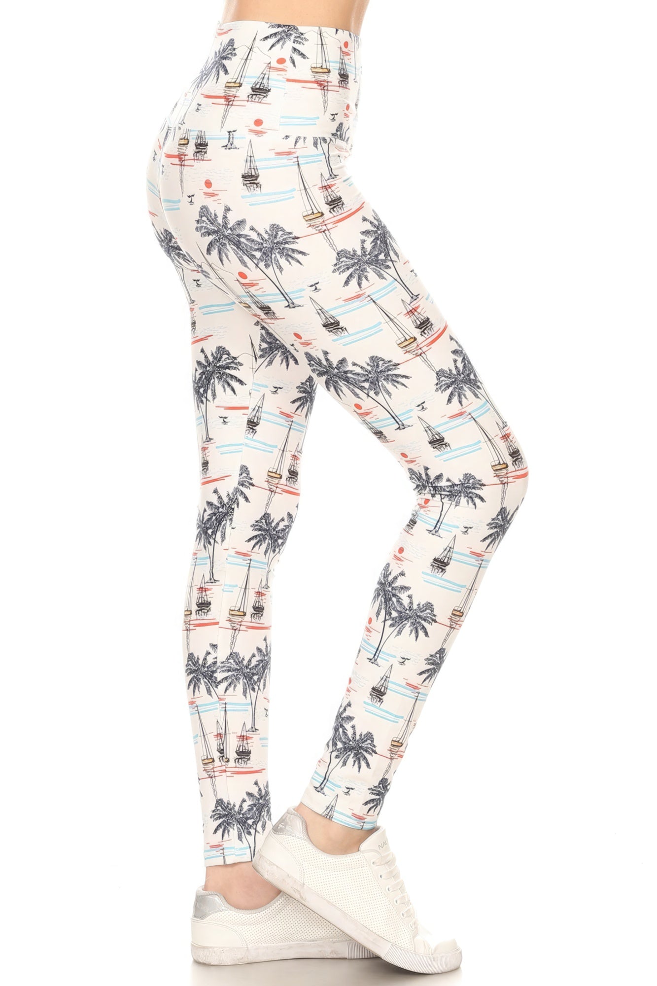High-Waisted Sailor-Print Knit Leggings