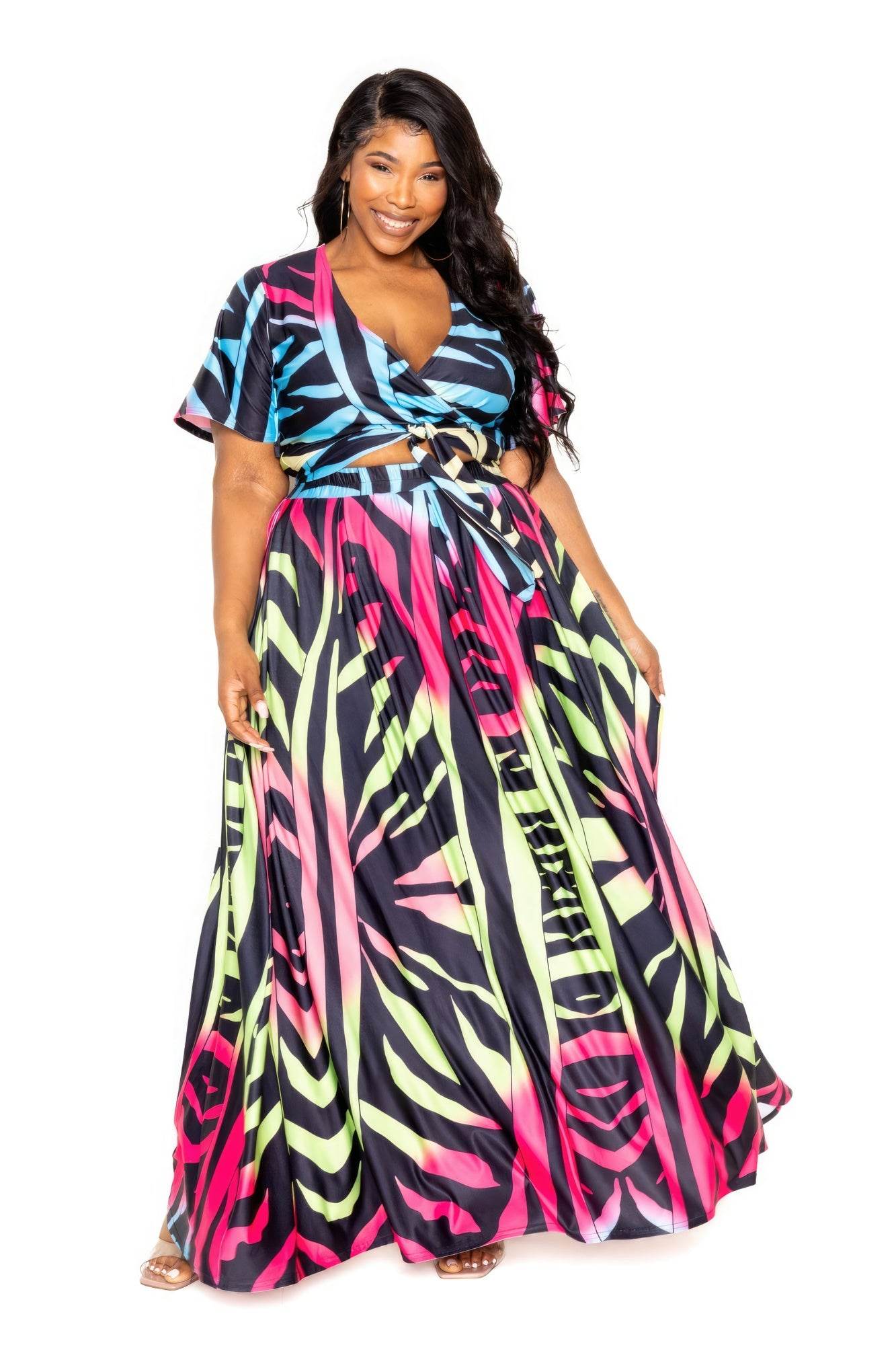 Ombre Animal Maxi Skirt & Top Set - DaTrendStore.Com