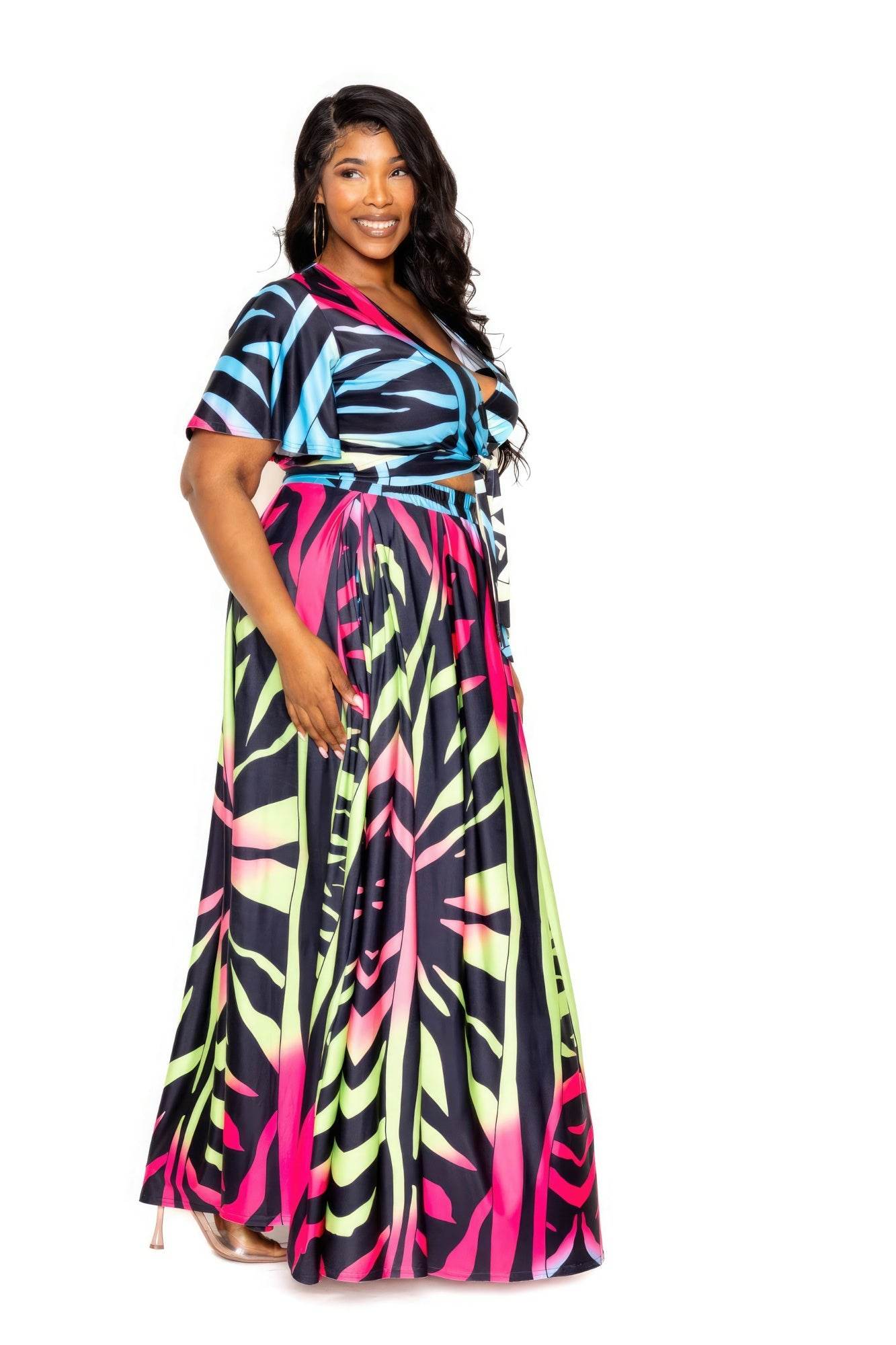 Ombre Animal Maxi Skirt & Top Set - DaTrendStore.Com