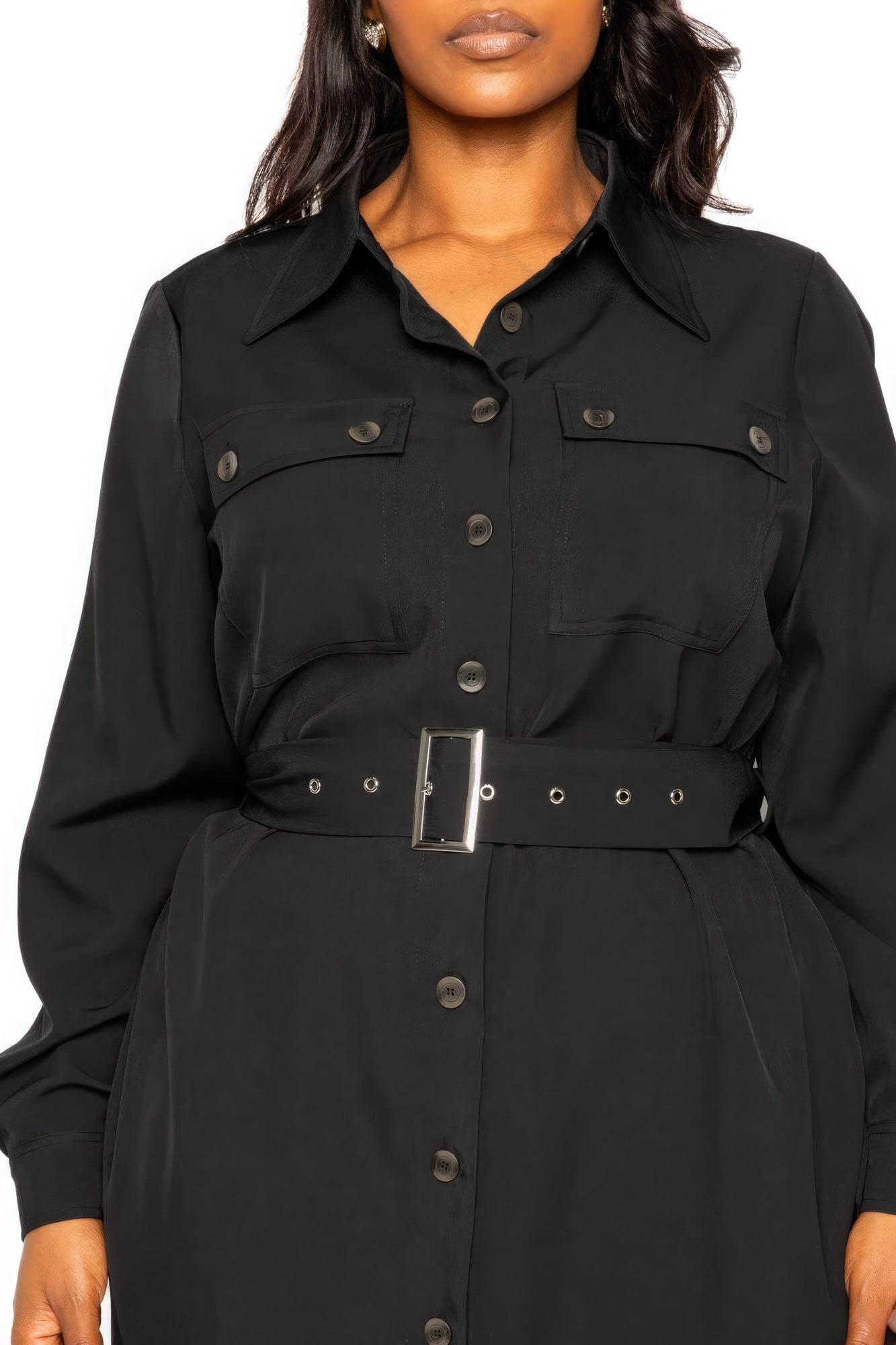 Satin Effect Belted Jacket Dress - DaTrendStore.Com