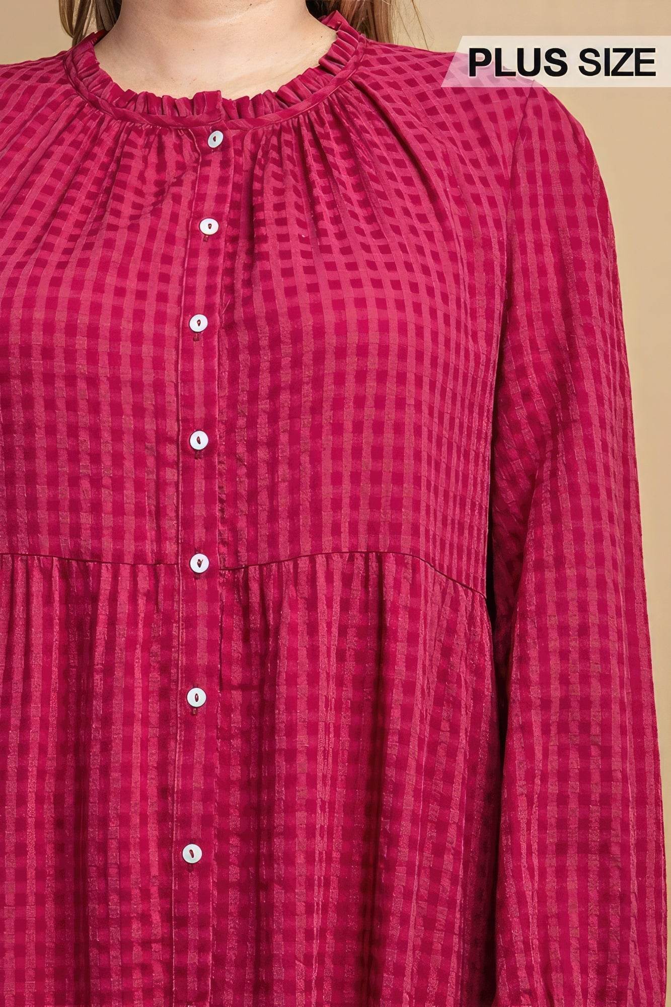 Plaid Button Down Hi - Low Hem Maxi Dress - DaTrendStore.Com
