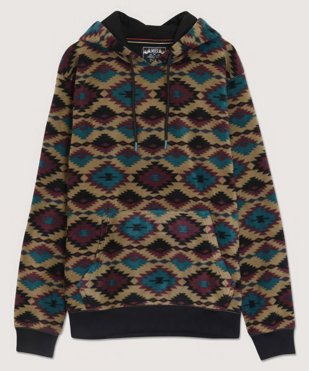 Aztec Diamond Print Hoodie in Dark Khaki
