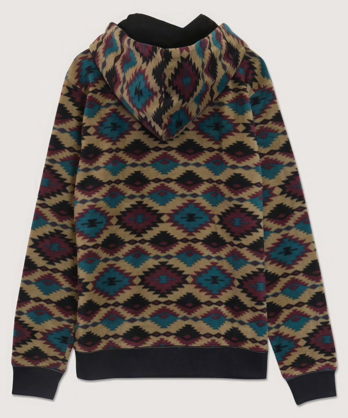 Aztec Diamond Print Hoodie in Dark Khaki