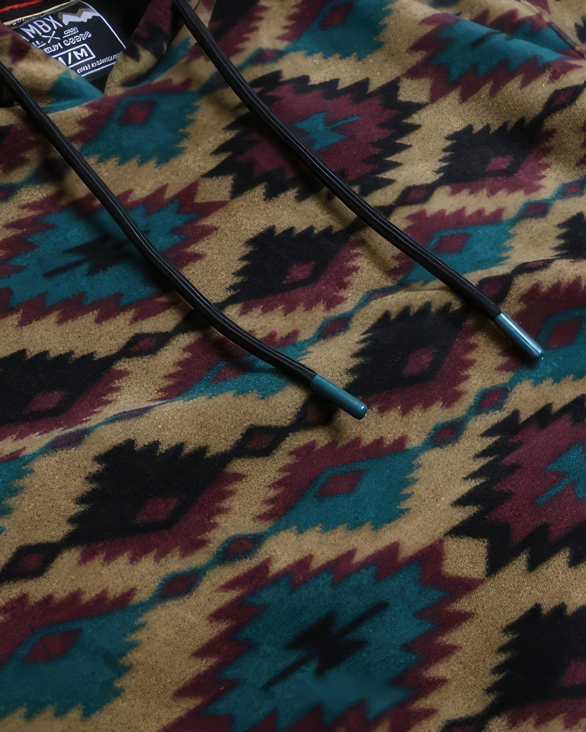 Aztec Diamond Print Hoodie in Dark Khaki