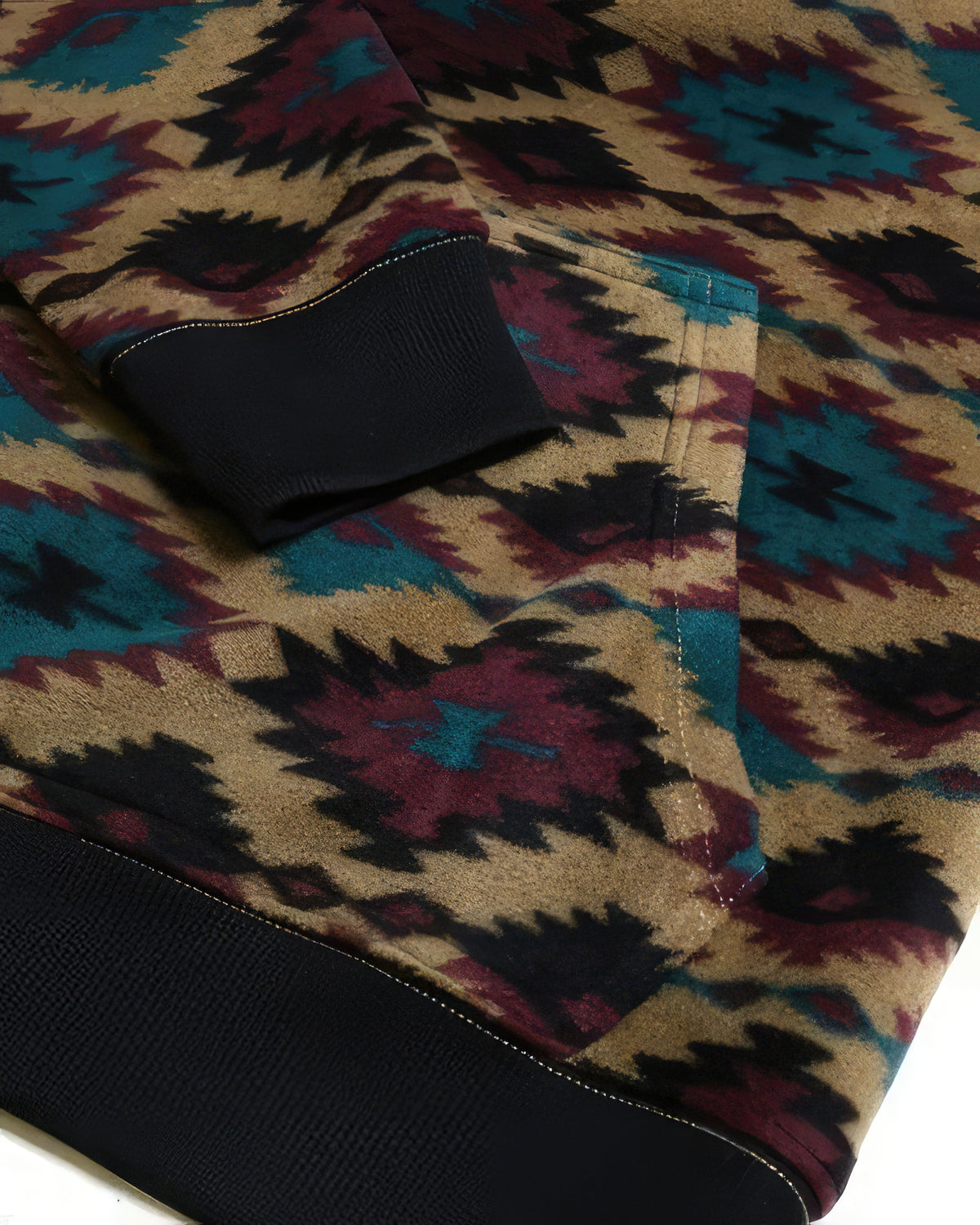 Aztec Diamond Print Hoodie in Dark Khaki
