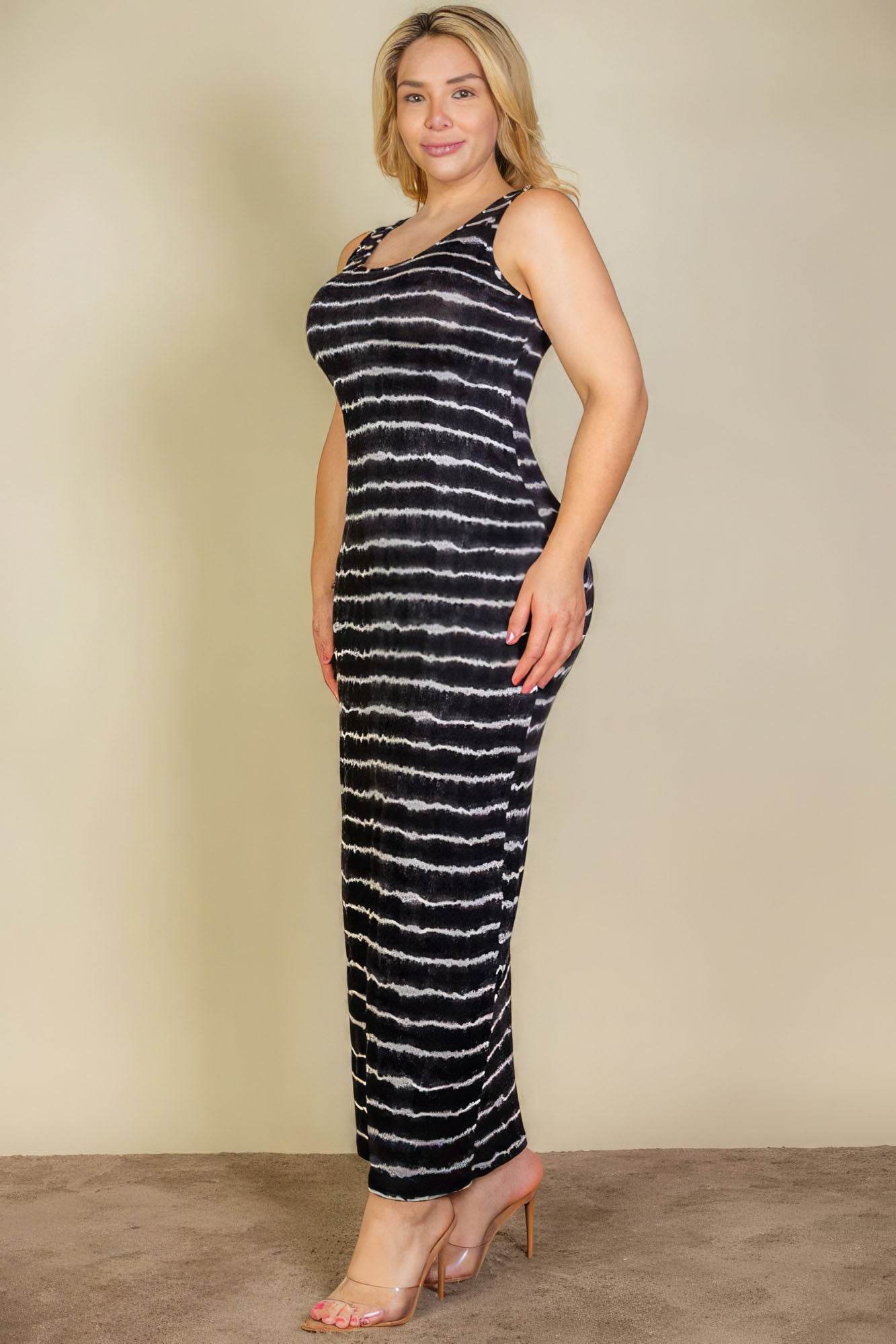 Plus Size Tie Dye Printed Tank Bodycon Maxi Dress - DaTrendStore.Com