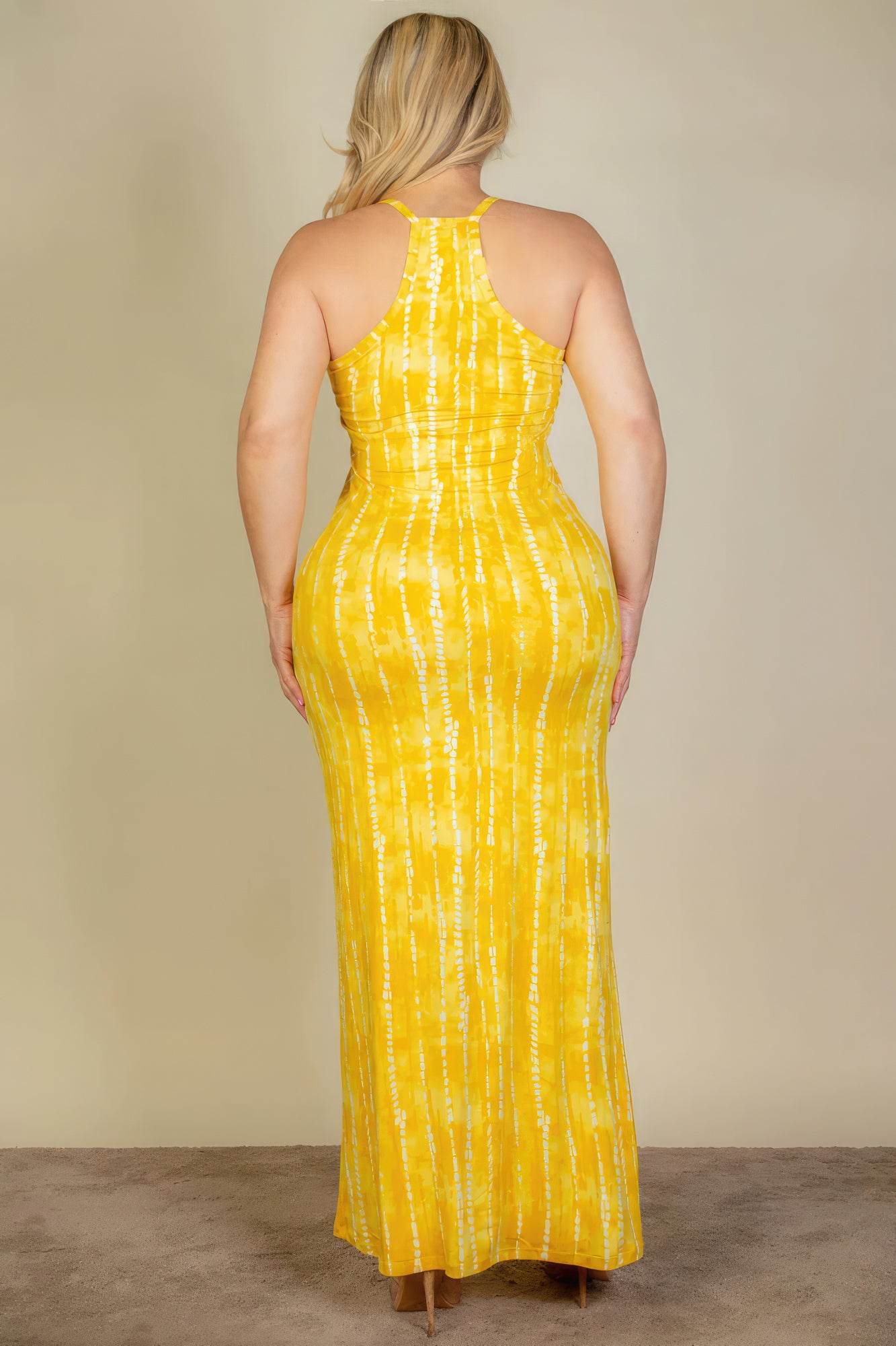 Plus Size Tie Dye Printed Cami Bodycon Maxi Dress - DaTrendStore.Com