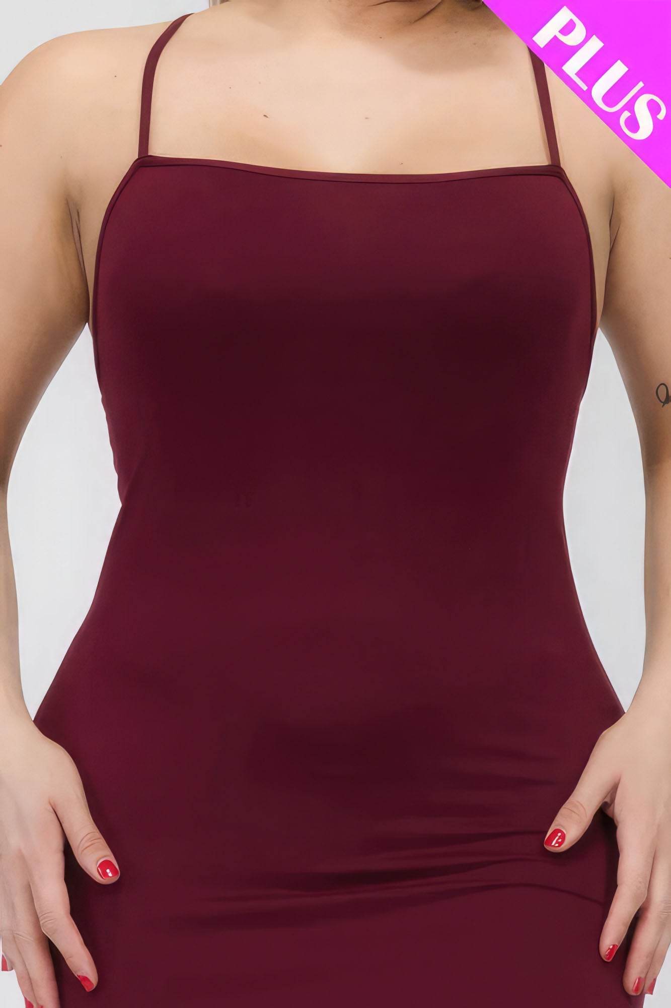 Plus Size Crisscross Back Split Thigh Maxi Dress - DaTrendStore.Com