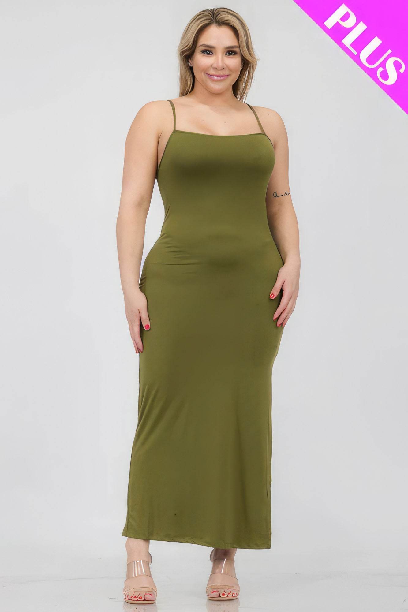 Plus Size Crisscross Back Split Thigh Maxi Dress - DaTrendStore.Com