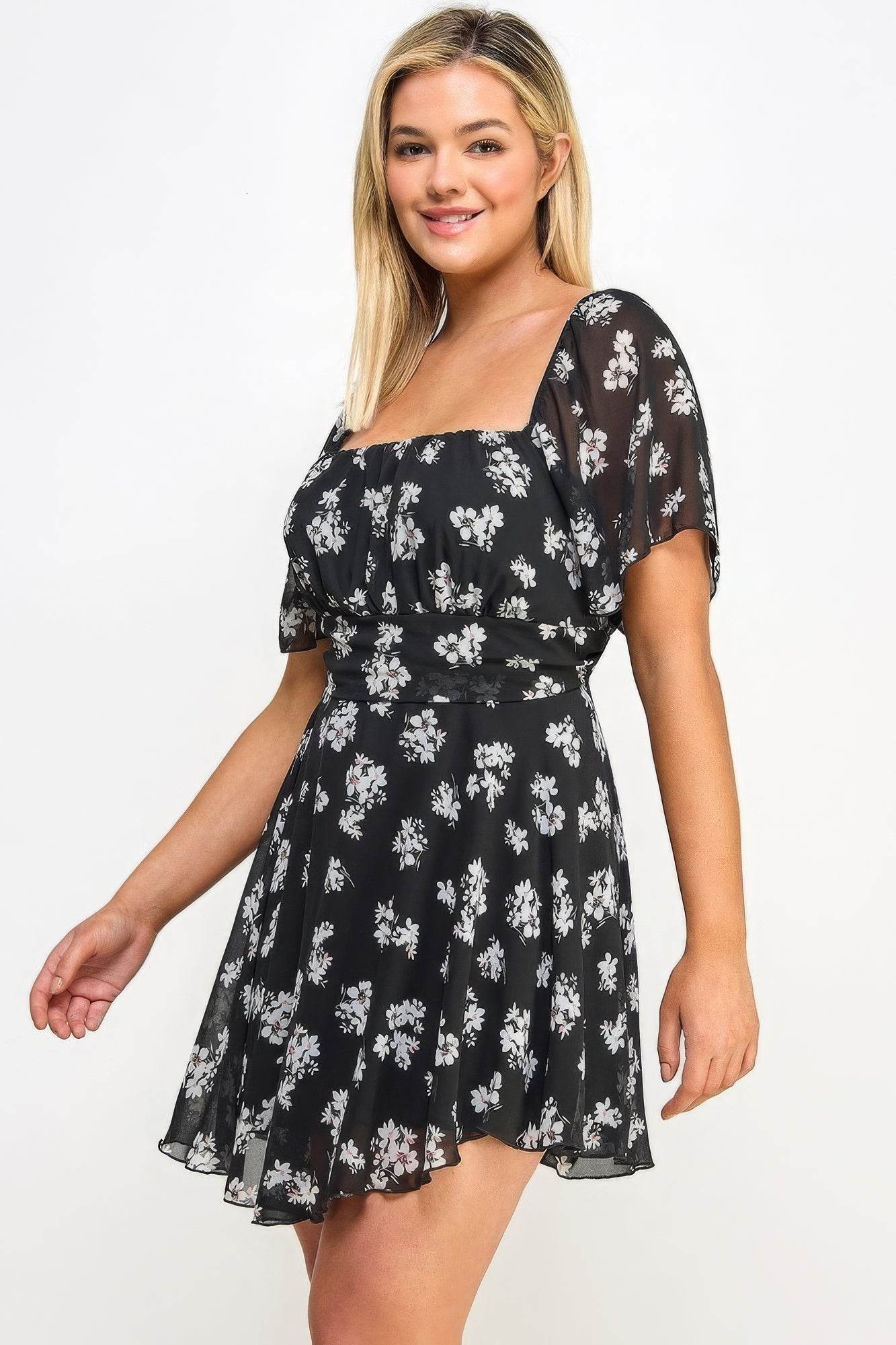 Plus Size Floral Chiffon Dress - DaTrendStore.Com