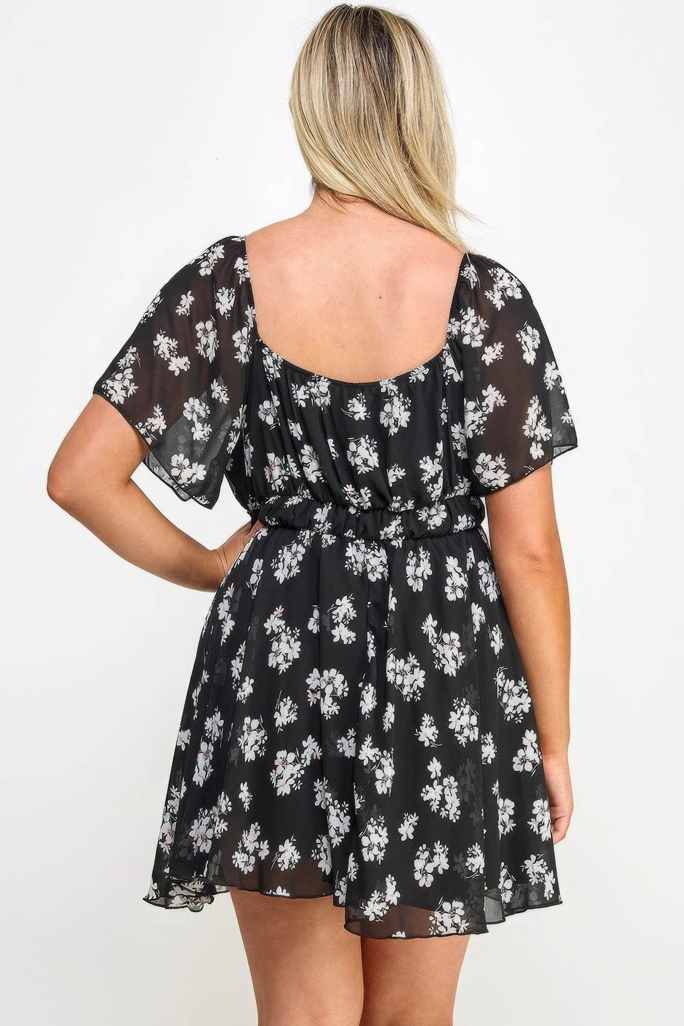 Plus Size Floral Chiffon Dress - DaTrendStore.Com