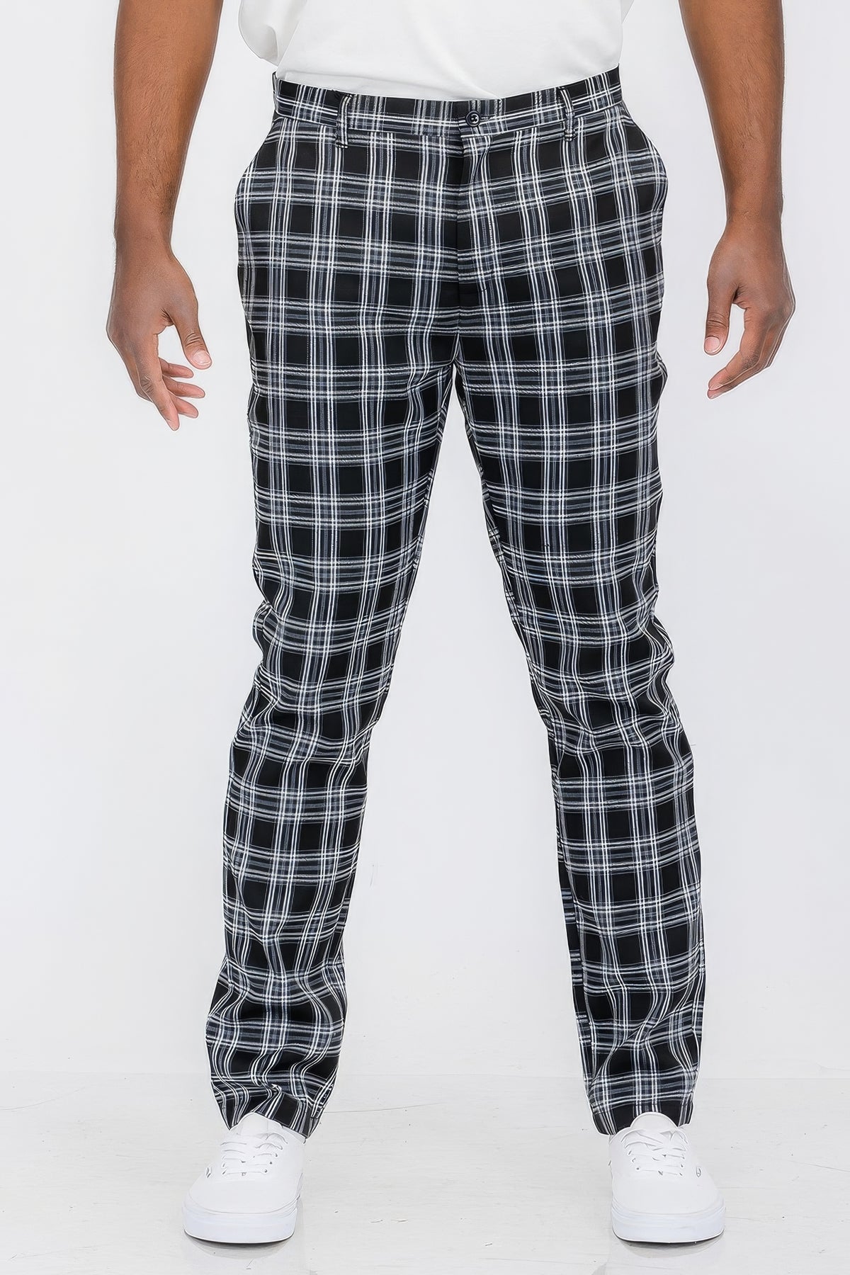 Plaid Trouser Pants in Black