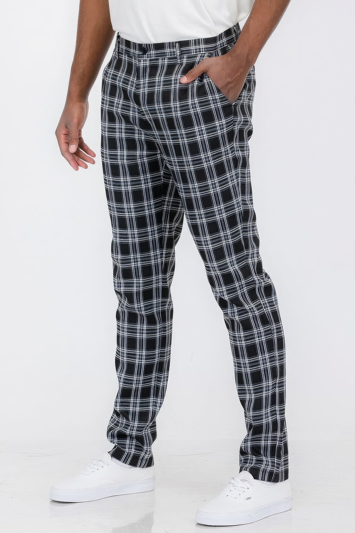 Plaid Trouser Pants in Black