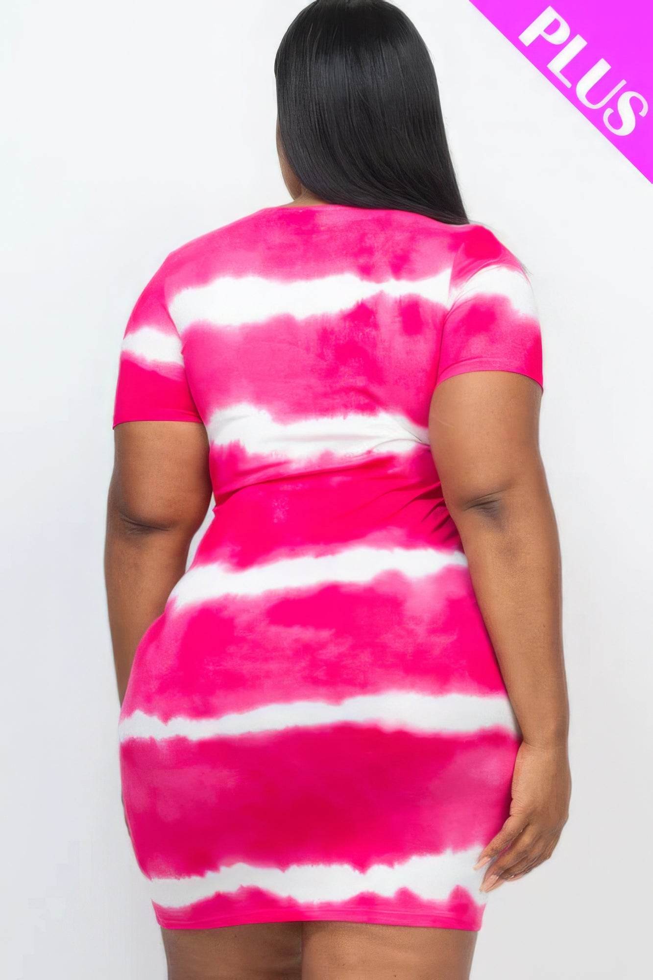 Plus Size Tie-dye Print Bodycon Dress - DaTrendStore.Com