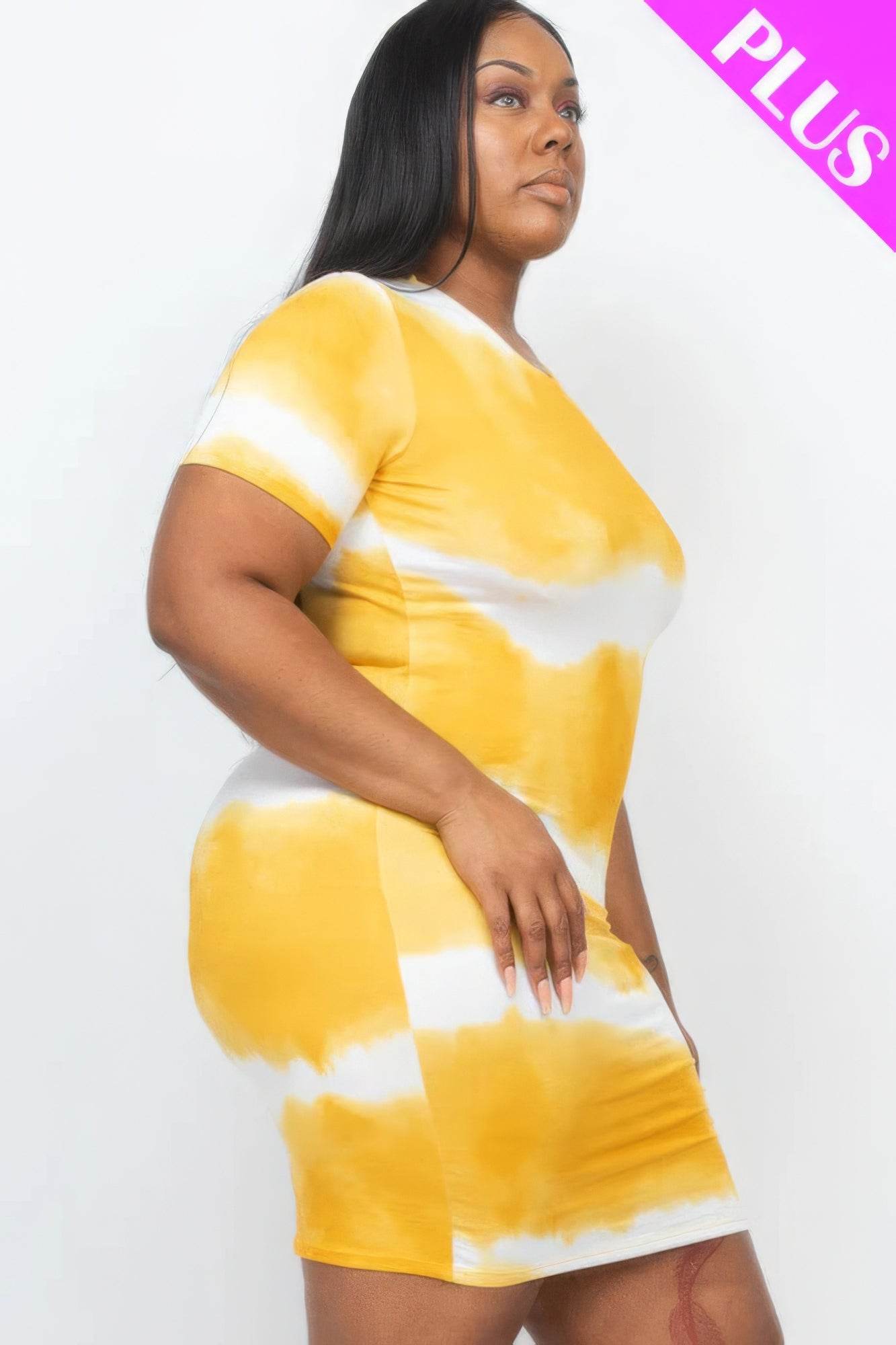 Plus Size Tie-dye Print Bodycon Dress - DaTrendStore.Com