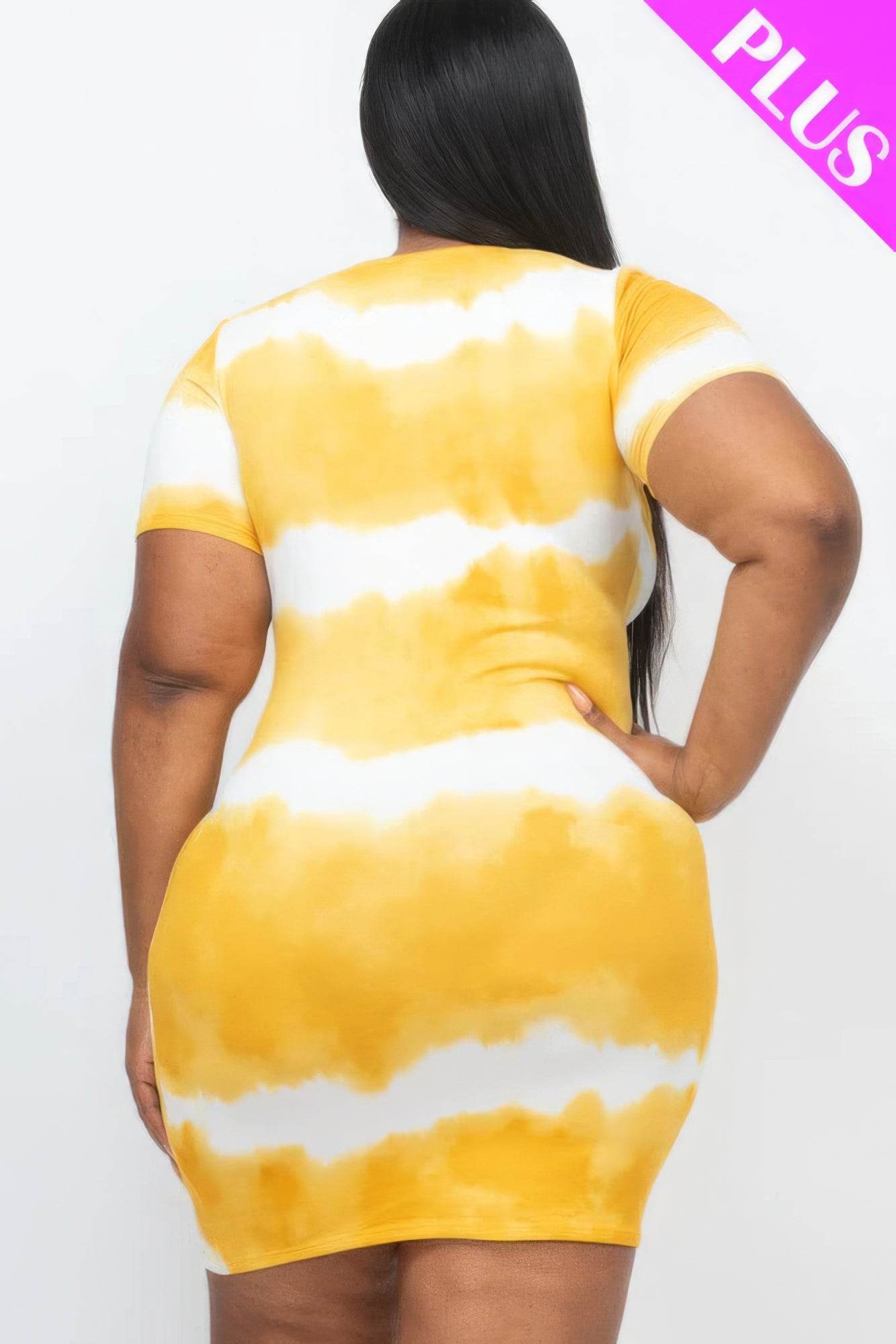 Plus Size Tie-dye Print Bodycon Dress - DaTrendStore.Com