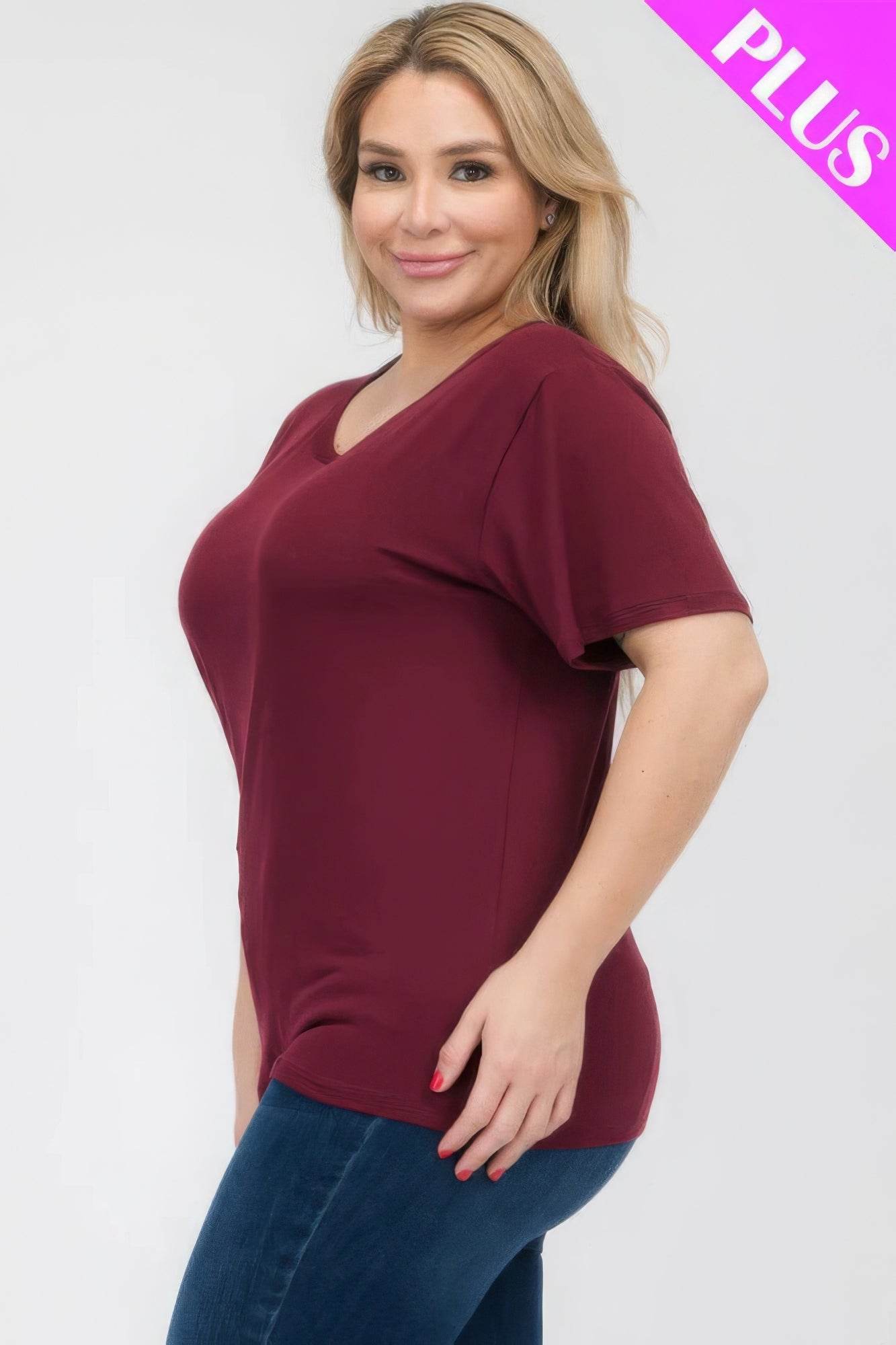 Plus Size Basic Short Sleeve T-shirt - DaTrendStore.Com