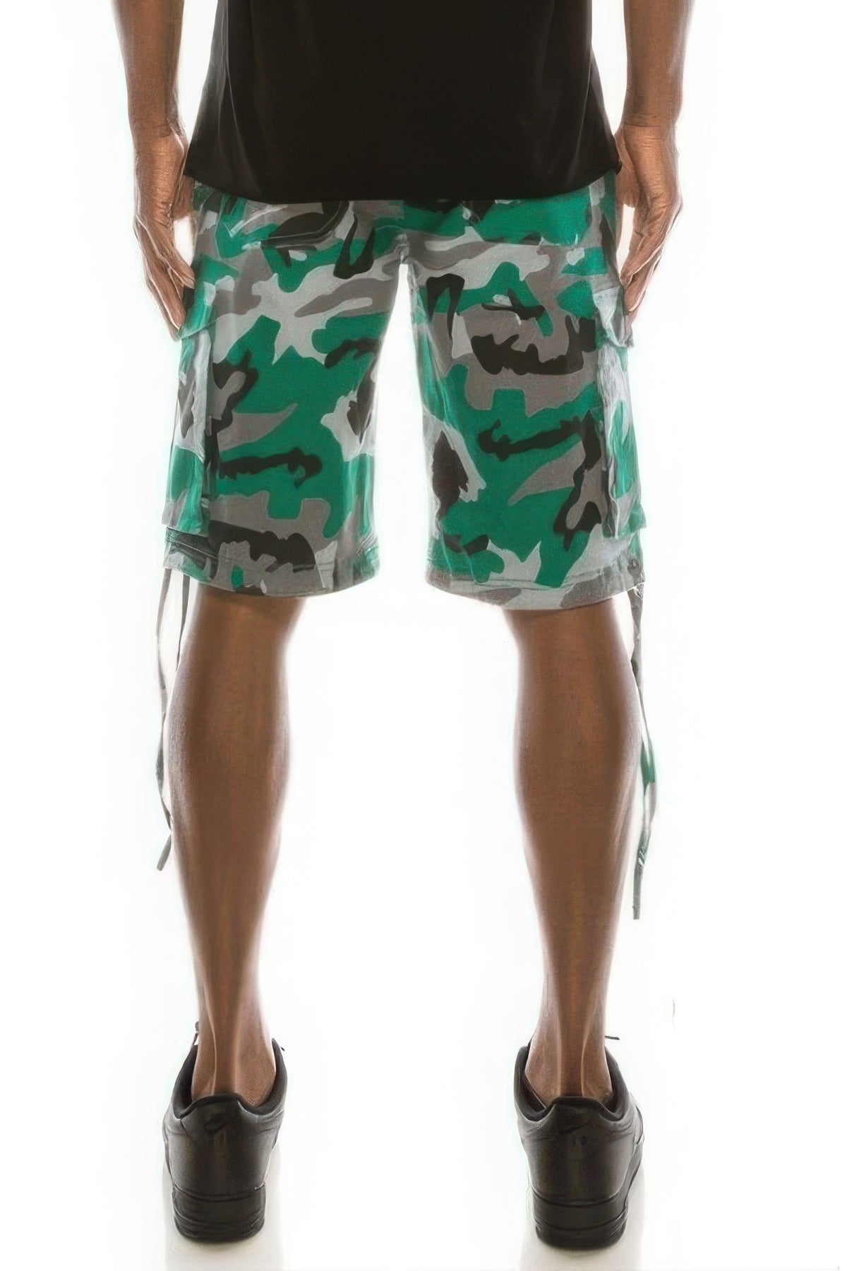 Men's Camo Belted Cargo Shorts in Green