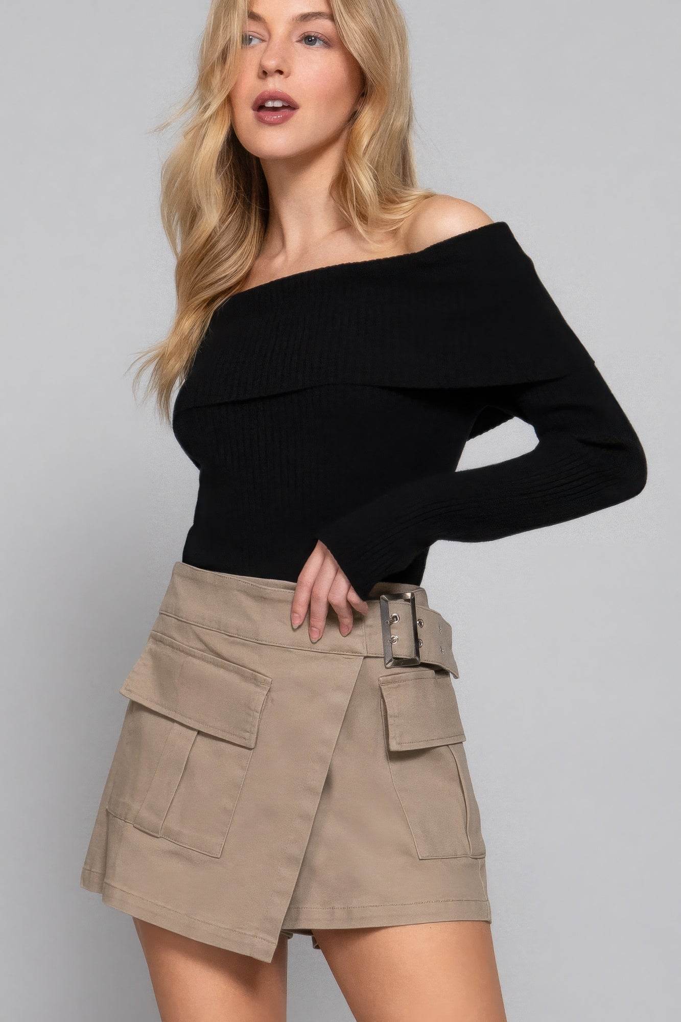 Waist Belted Cargo Skort - DaTrendStore.Com