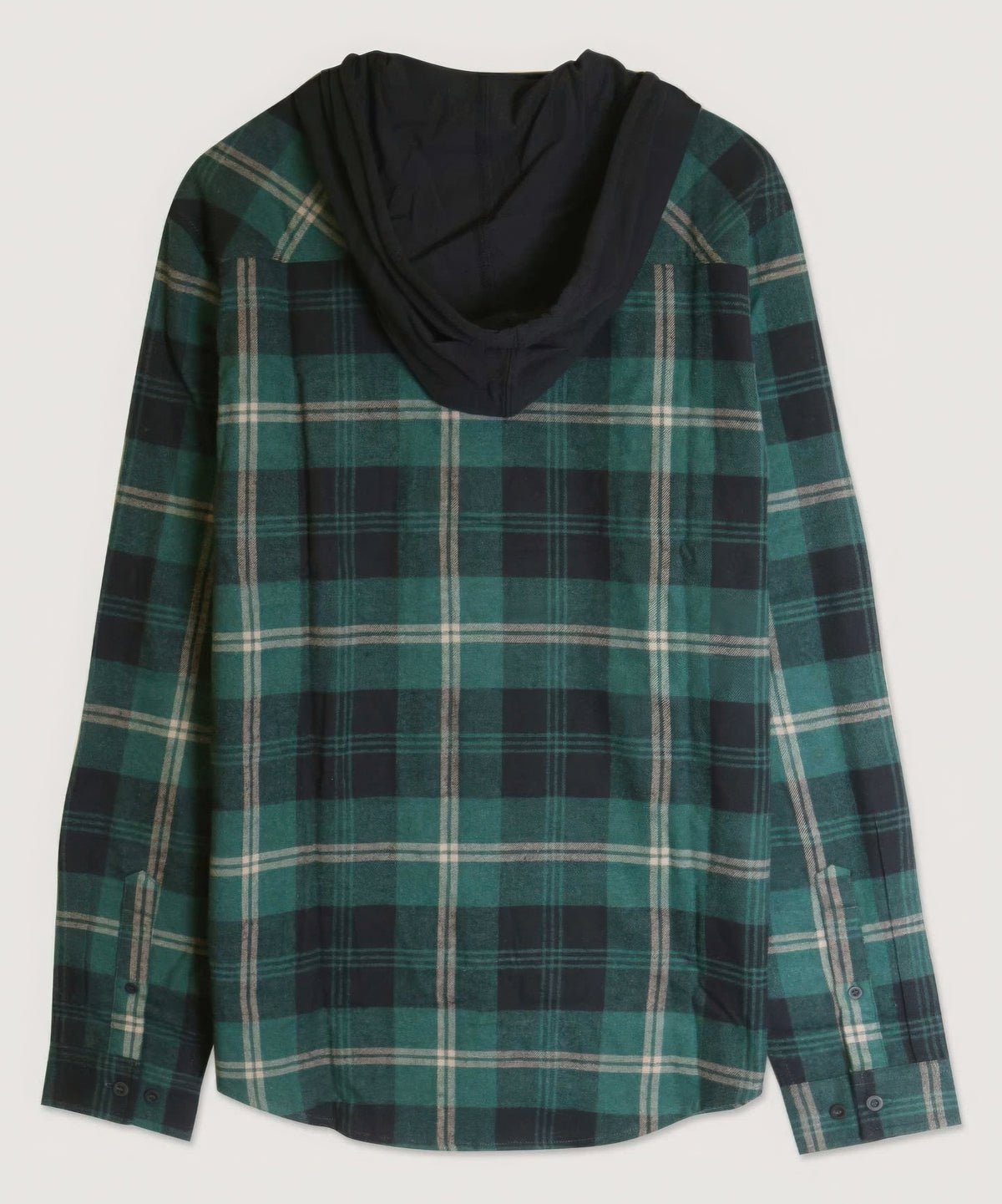 Contrast Pocket Plaid Hooded Shirt in Forest