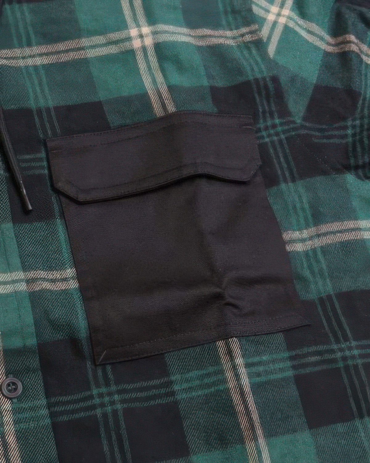 Contrast Pocket Plaid Hooded Shirt in Forest