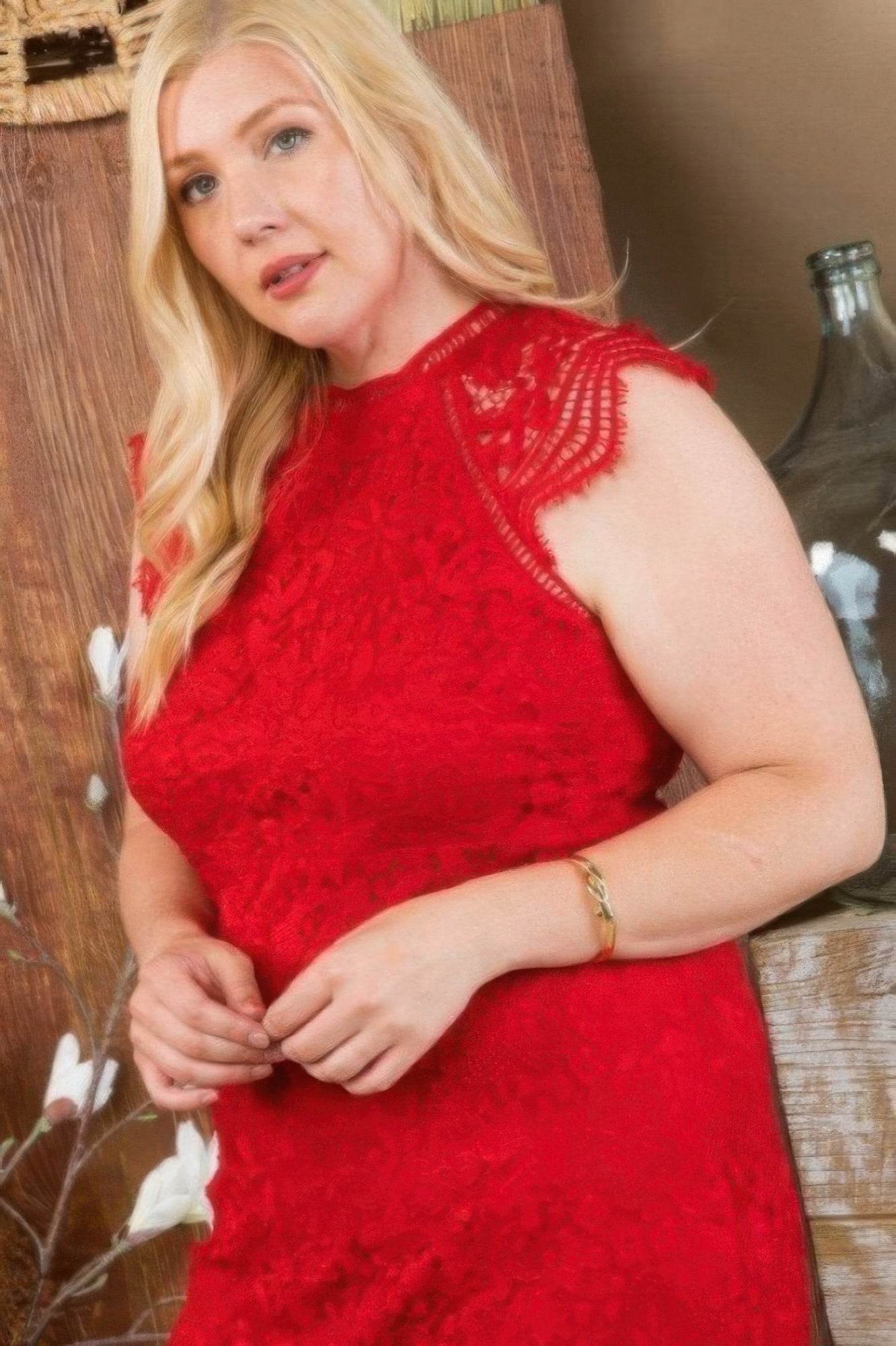 Lace Crochet Mini Raglan Dress With Zipper Back - DaTrendStore.Com