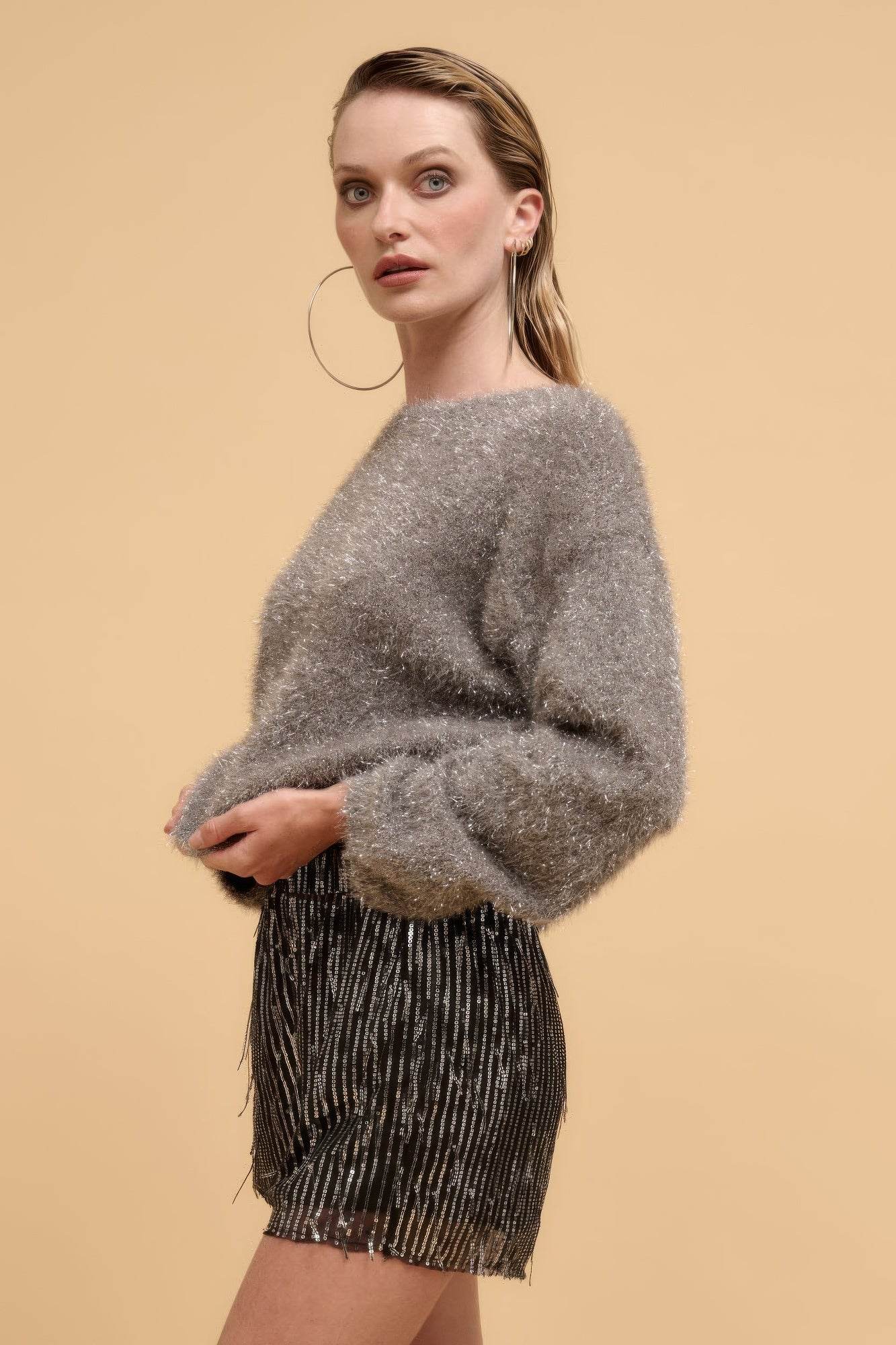 Striped sequins high waist shorts - DaTrendStore.Com