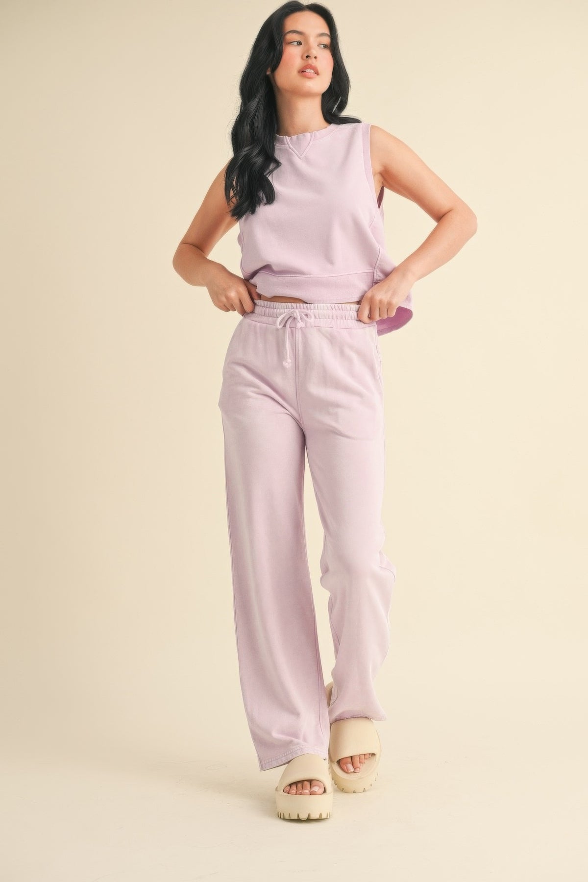 Mineral Wash Sleeveless Top - Lavender