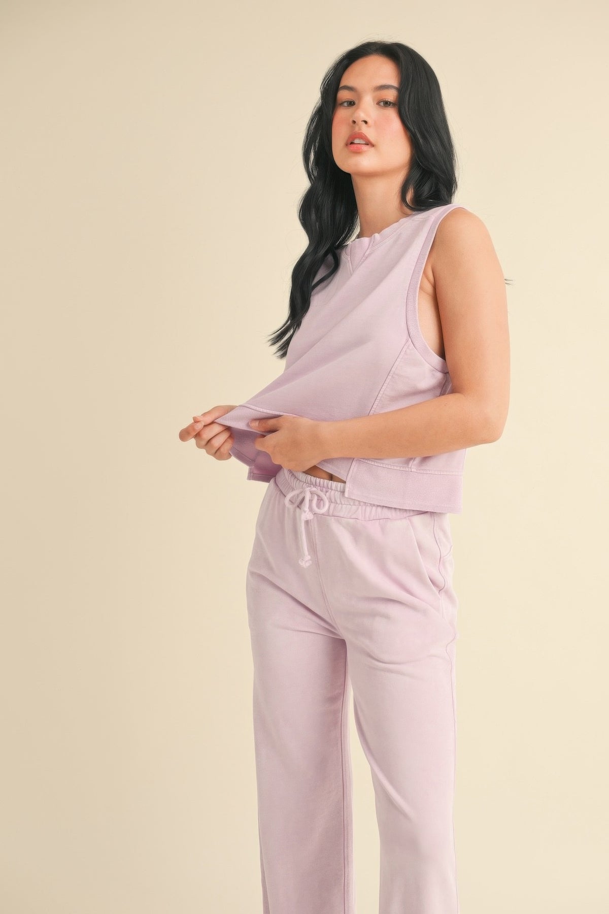 Mineral Wash Sleeveless Top - Lavender