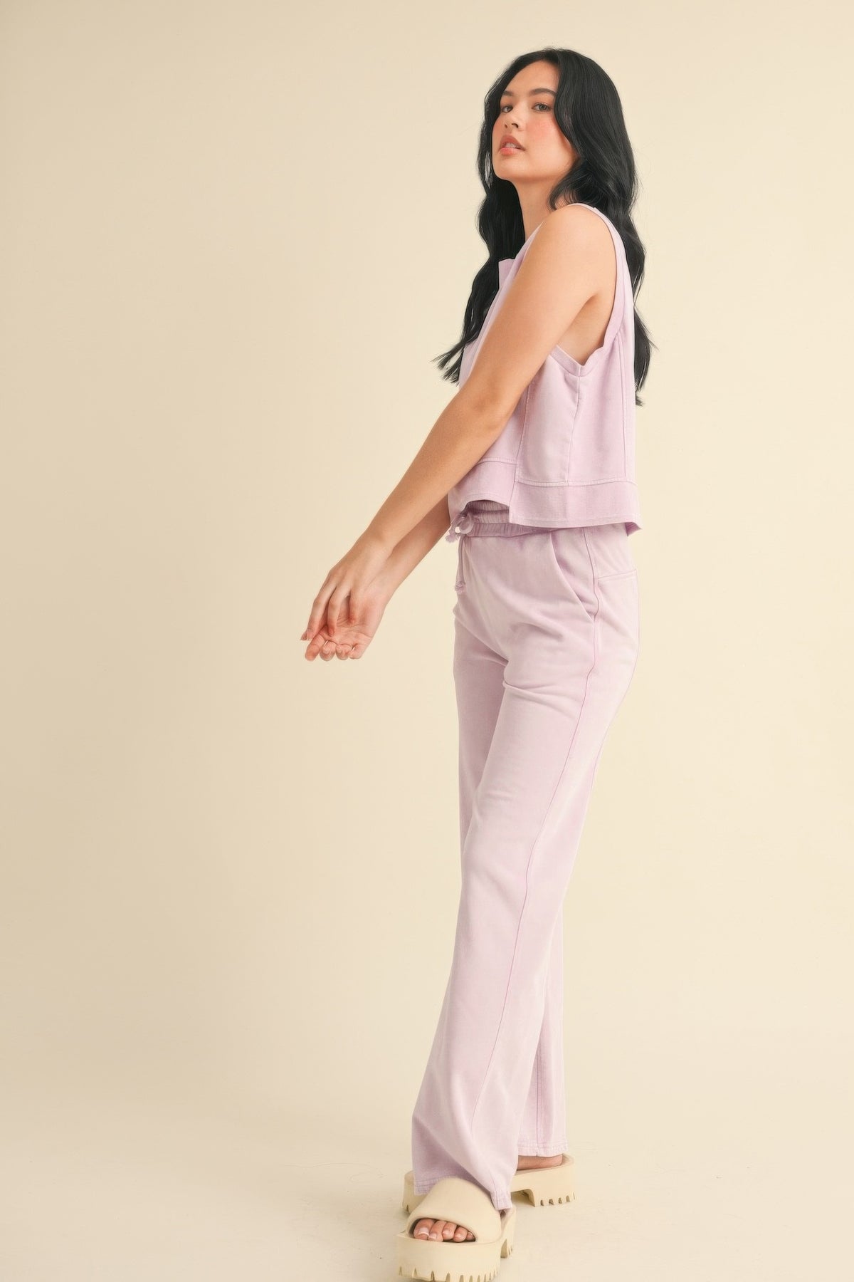 Mineral Wash Sleeveless Top - Lavender
