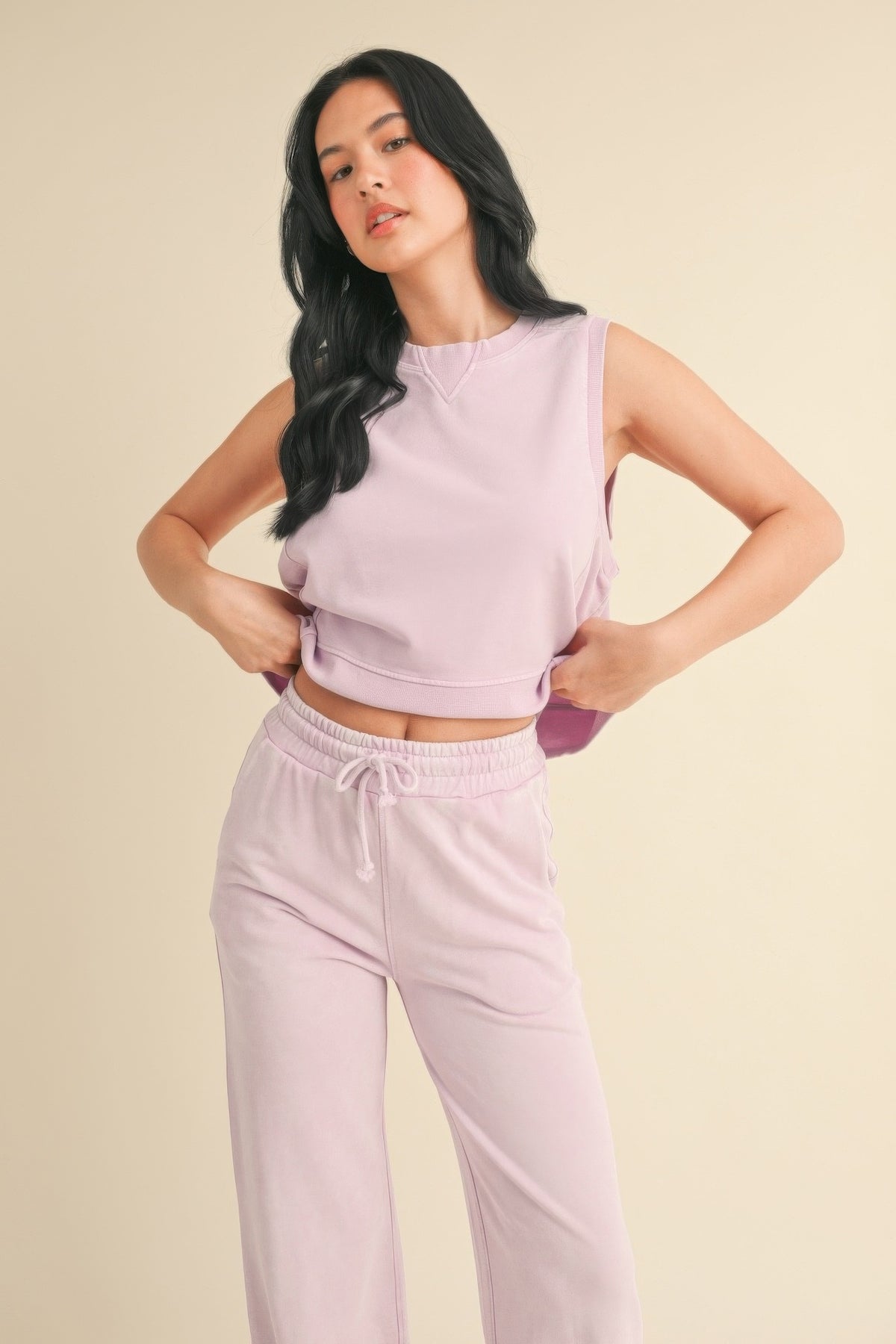 Mineral Wash Sleeveless Top - Lavender