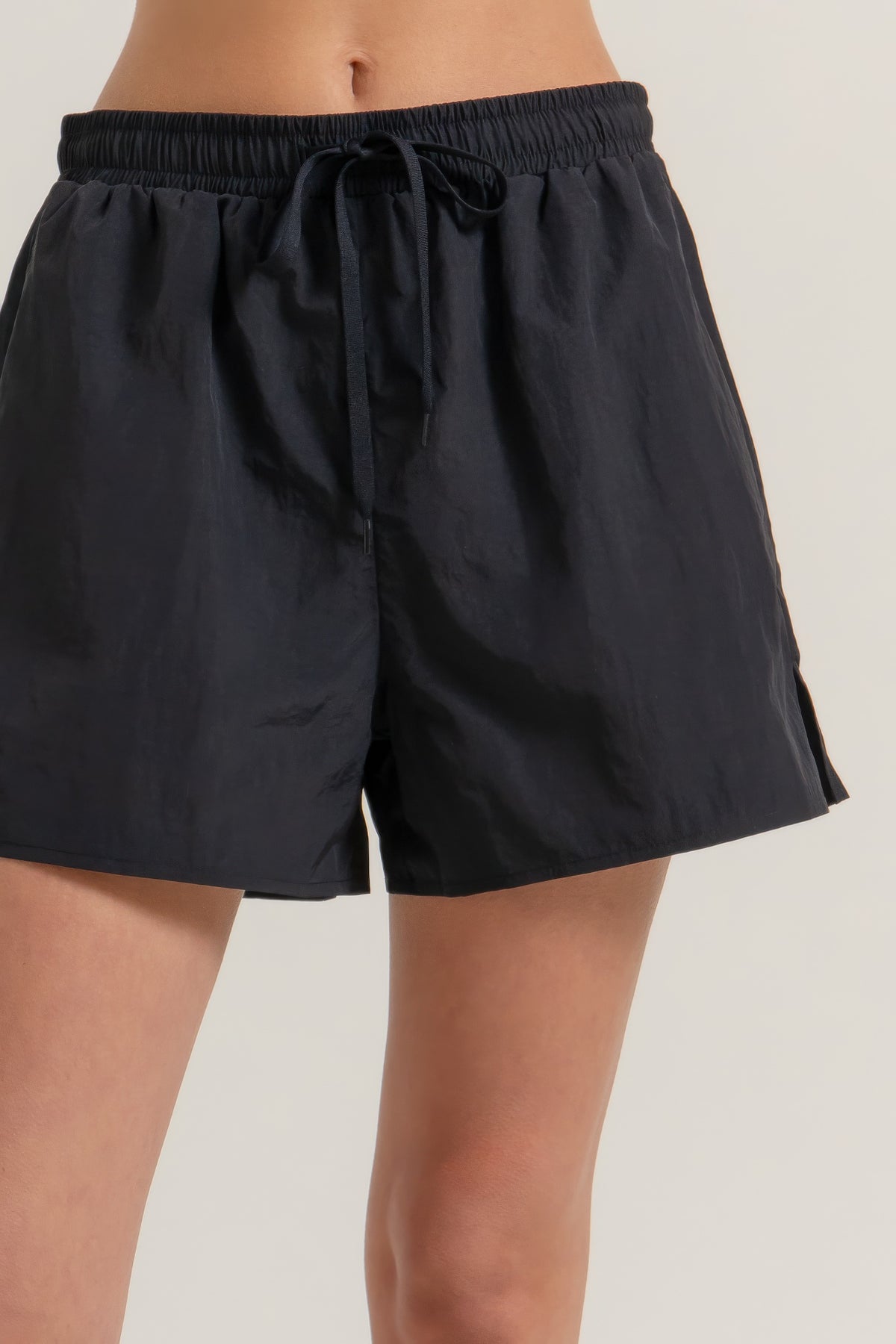 Anorak Side-Slit Nylon Workout Shorts