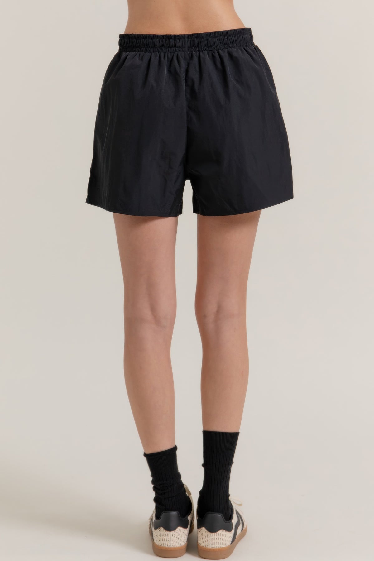 Anorak Side-Slit Nylon Workout Shorts