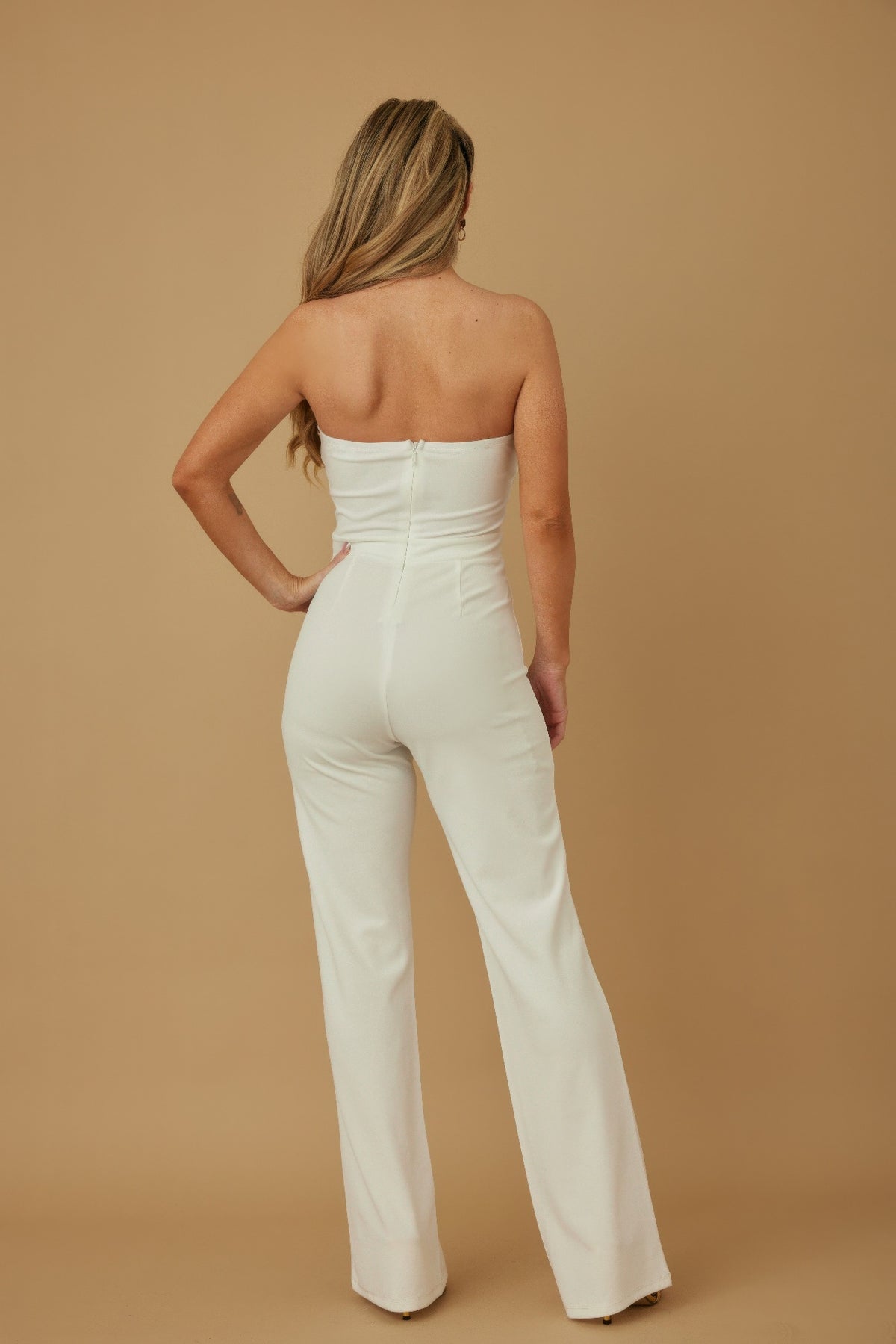 Threaded Twisted Rope Knot Tie Jumpsuit - White