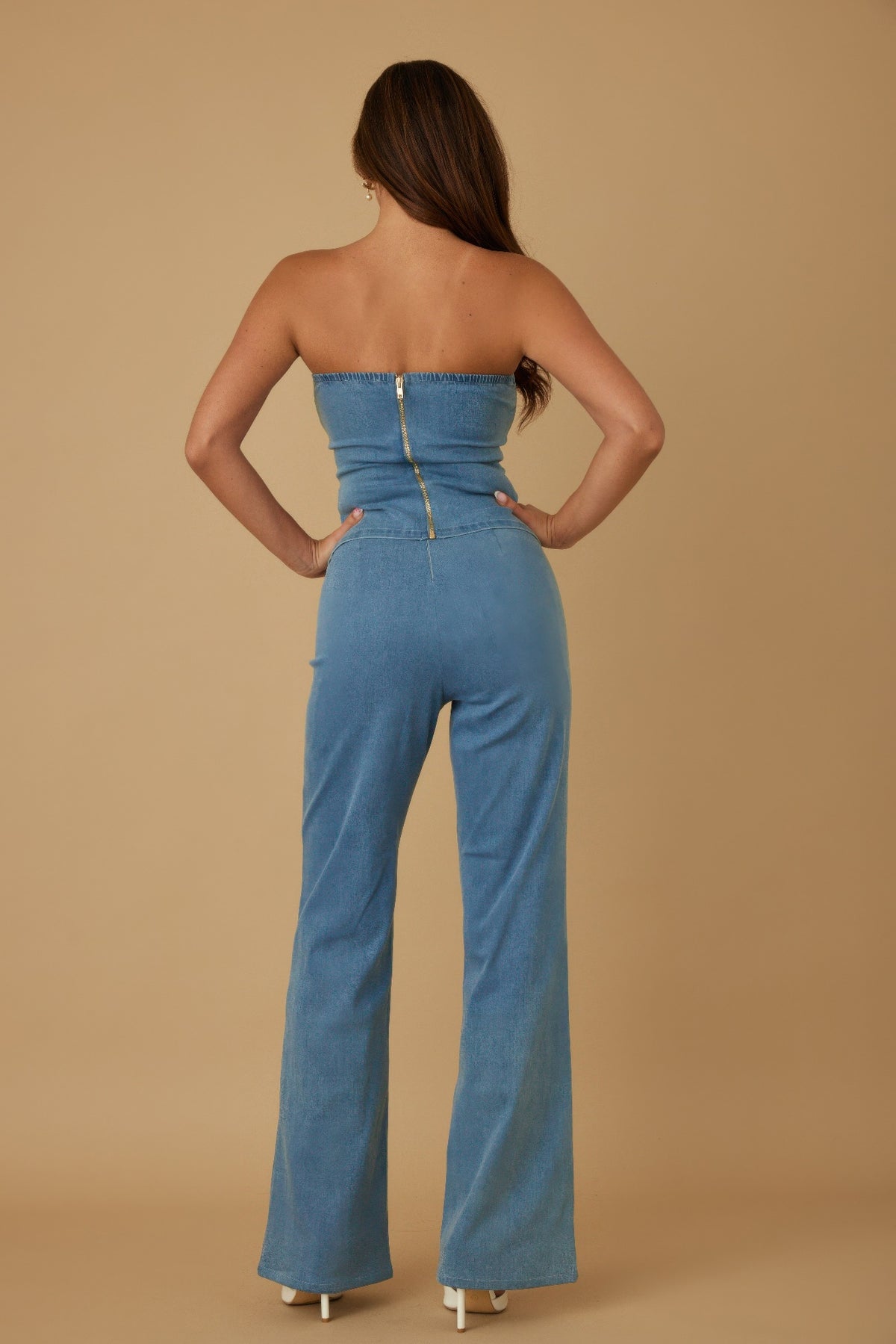 Casual Striped Suit Sets - Denim