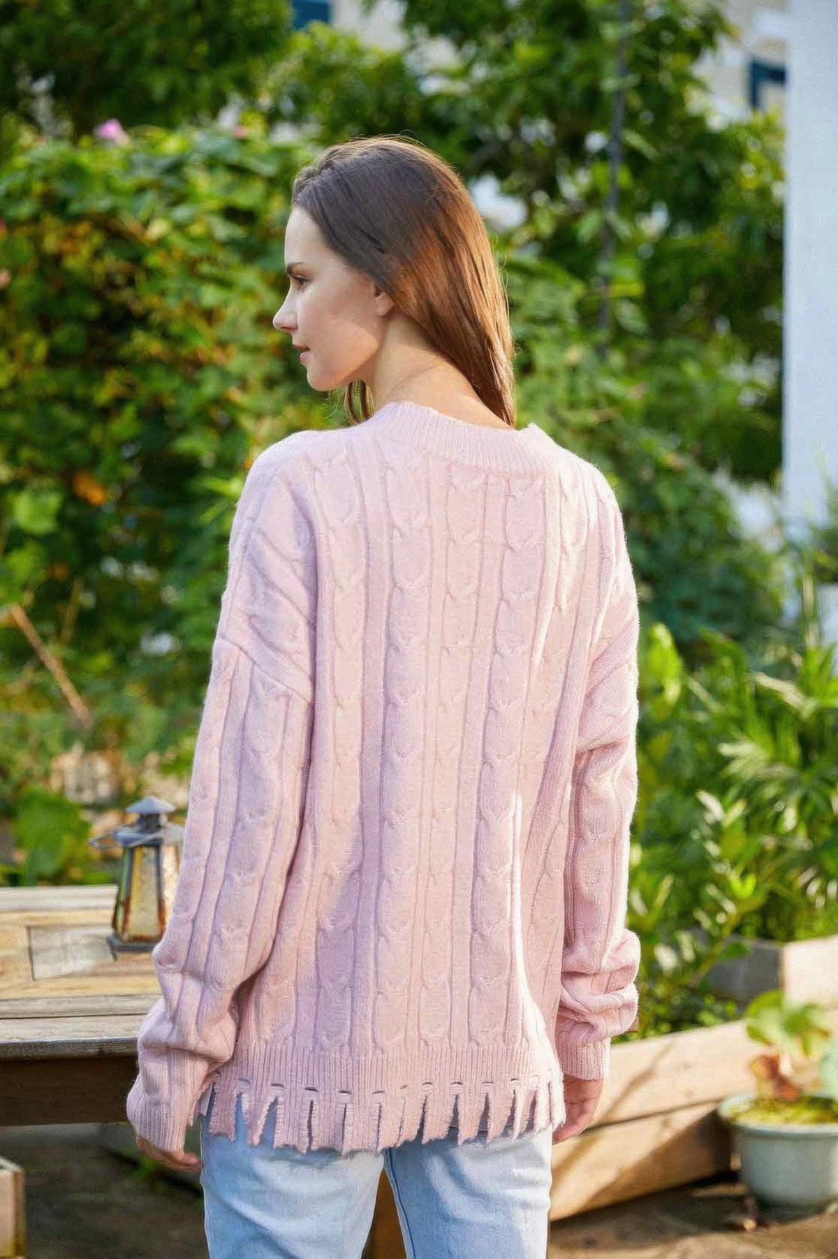 Solid Knit Sweater - Pink