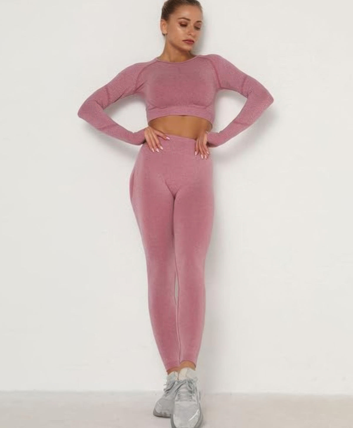 Seamless Top Leggings Set - Berry