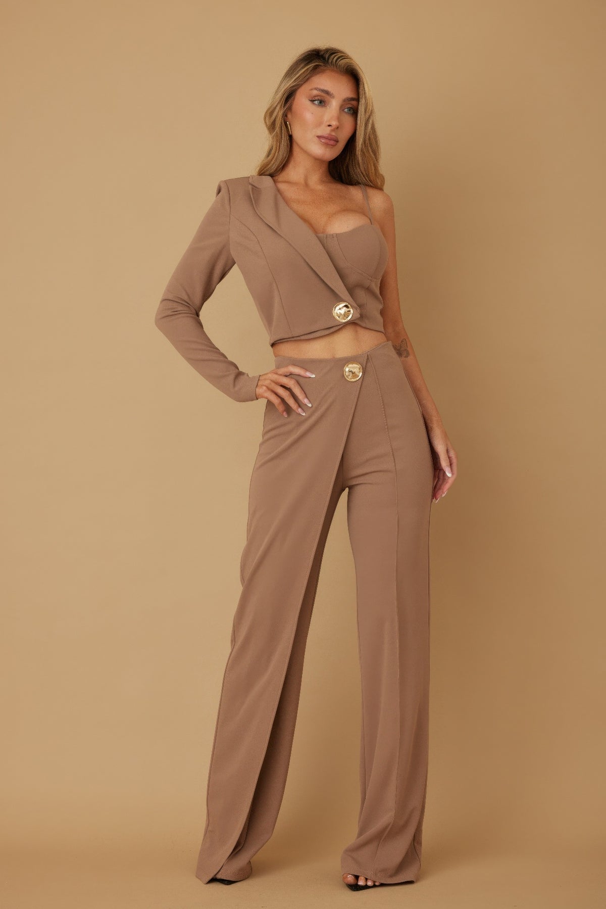 Half Sleeve Two Piece Sets - New Mocha