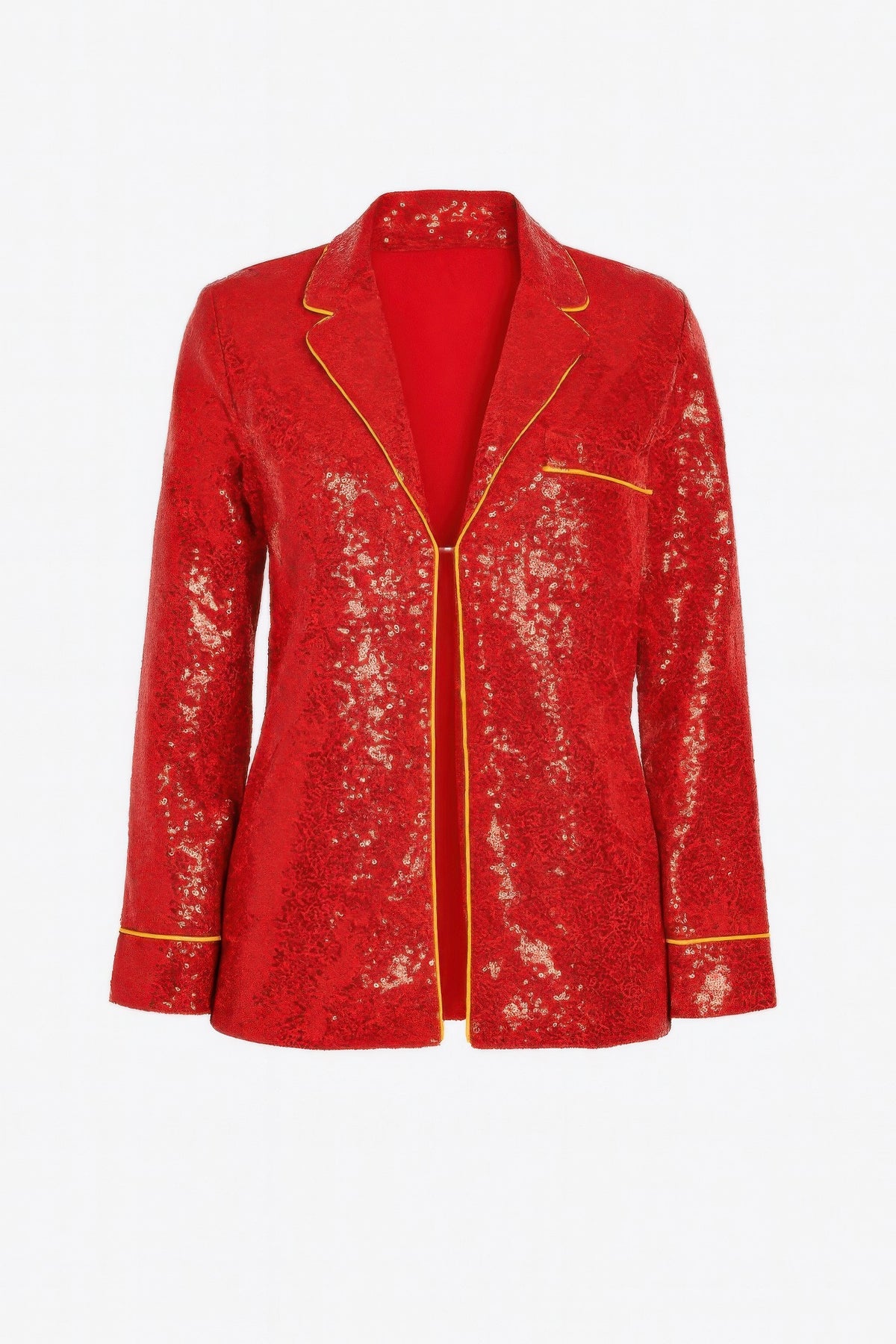 Sequin Collared Two Piece Set - Red