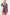 Wine Plus Size Long Sleeve Plaid Side Tie Dress